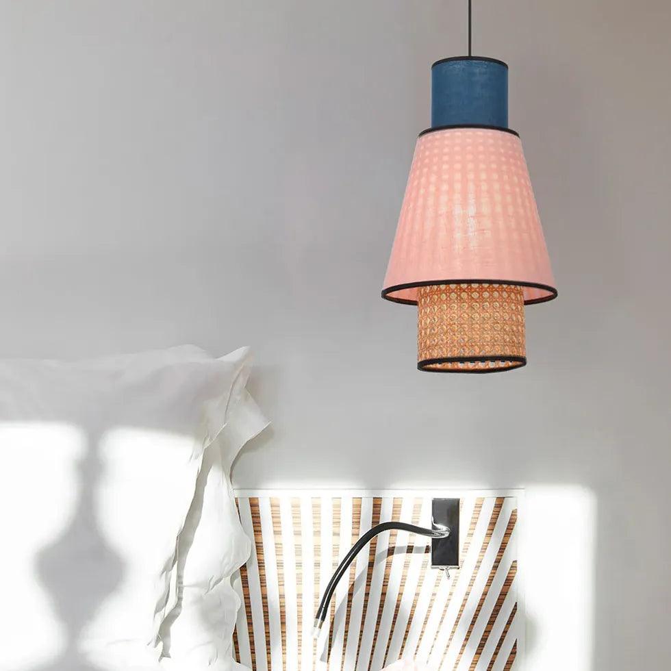 Stylish Multi-Layer Conical Rattan Pendant Light - Natural Woven Texture in Vibrant Colors - Perfect for Boho Bedroom, Dining Room & Patio Lighting
