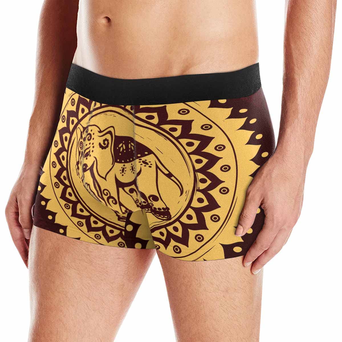 InterestPrint Men's Boxer Briefs - Soft Elastic Waistband Underwear with Indian Elephant Print | Comfortable for Daily Wear, Gym & Sleep