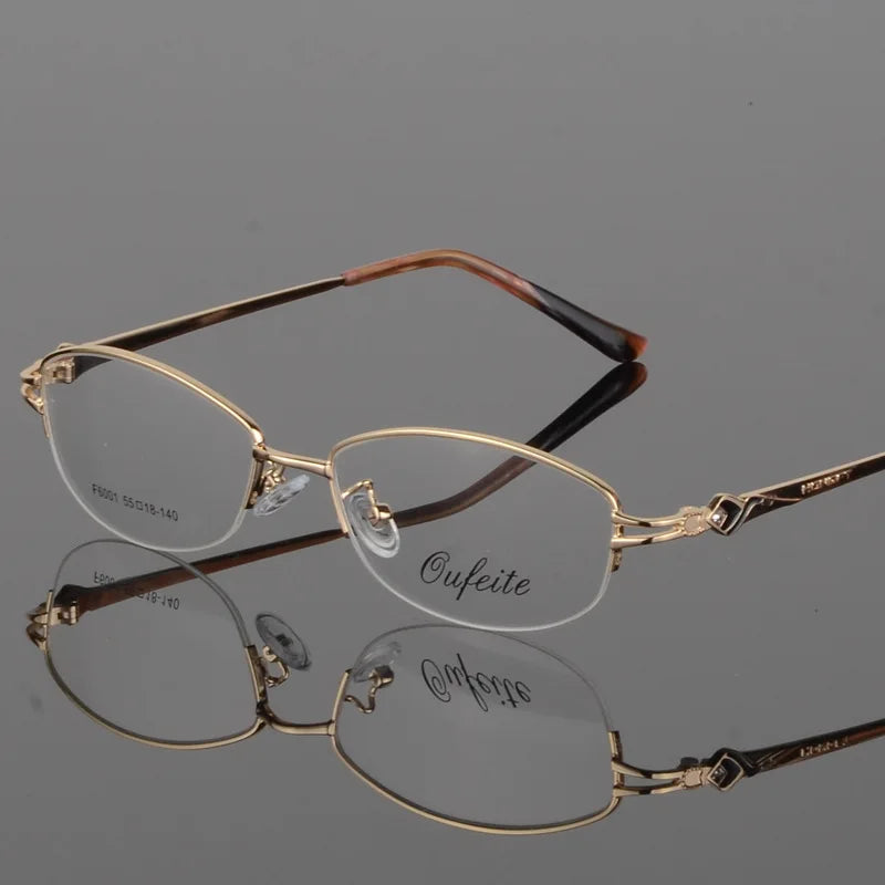Bclear Women's Semi Rimless Oval Alloy Eyeglasses Frame 66001 - Lightweight & Stylish for Work, Reading & Everyday Wear