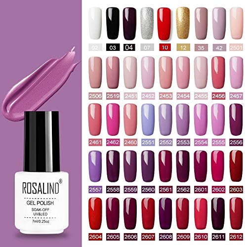 ROSALIND UV Gel Polish Set - Semi-Permanent Nail Polish Kit with Primer & Top Coat, 7ml Poly Gel Varnish for Manicure & Pedicure - Perfect for Nail Art, Salon & Home Use
