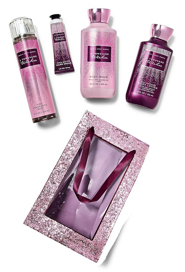 A Thousand Wishes Luxury Gift Set - 8oz Fine Fragrance Mist, 10oz Shower Gel, 8oz Body Lotion & 1oz Hand Cream in Premium Gift Bag | Perfect for Birthday, Anniversary & Holiday Gifts