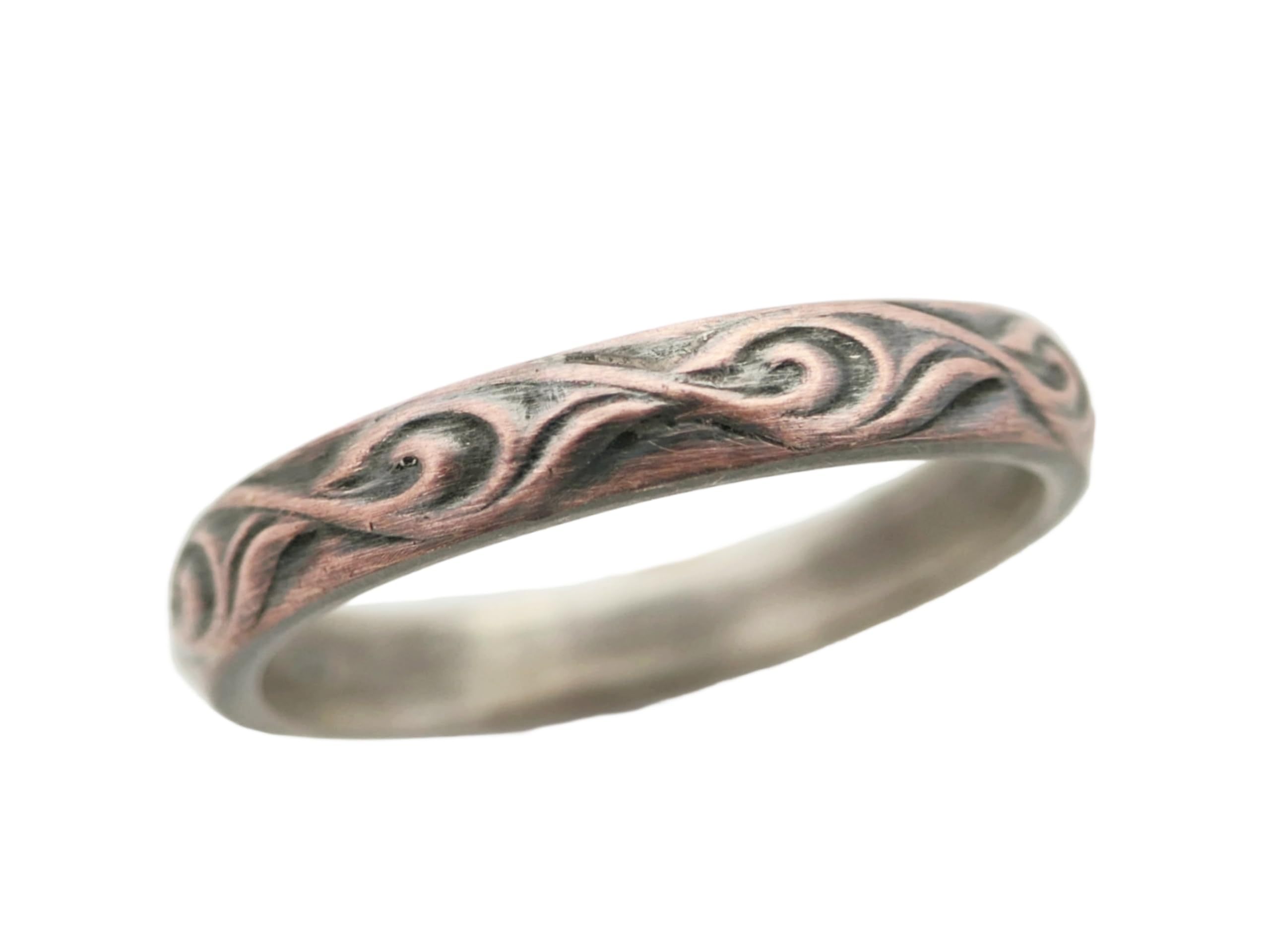 Handmade Textured Copper Wedding Ring for Men & Women - Viking Style Medieval Wedding Band - Silver Plated Copper Engagement Ring - Unique Anniversary Gift for Couples - Perfect for Viking Themed Weddings & Cosplay