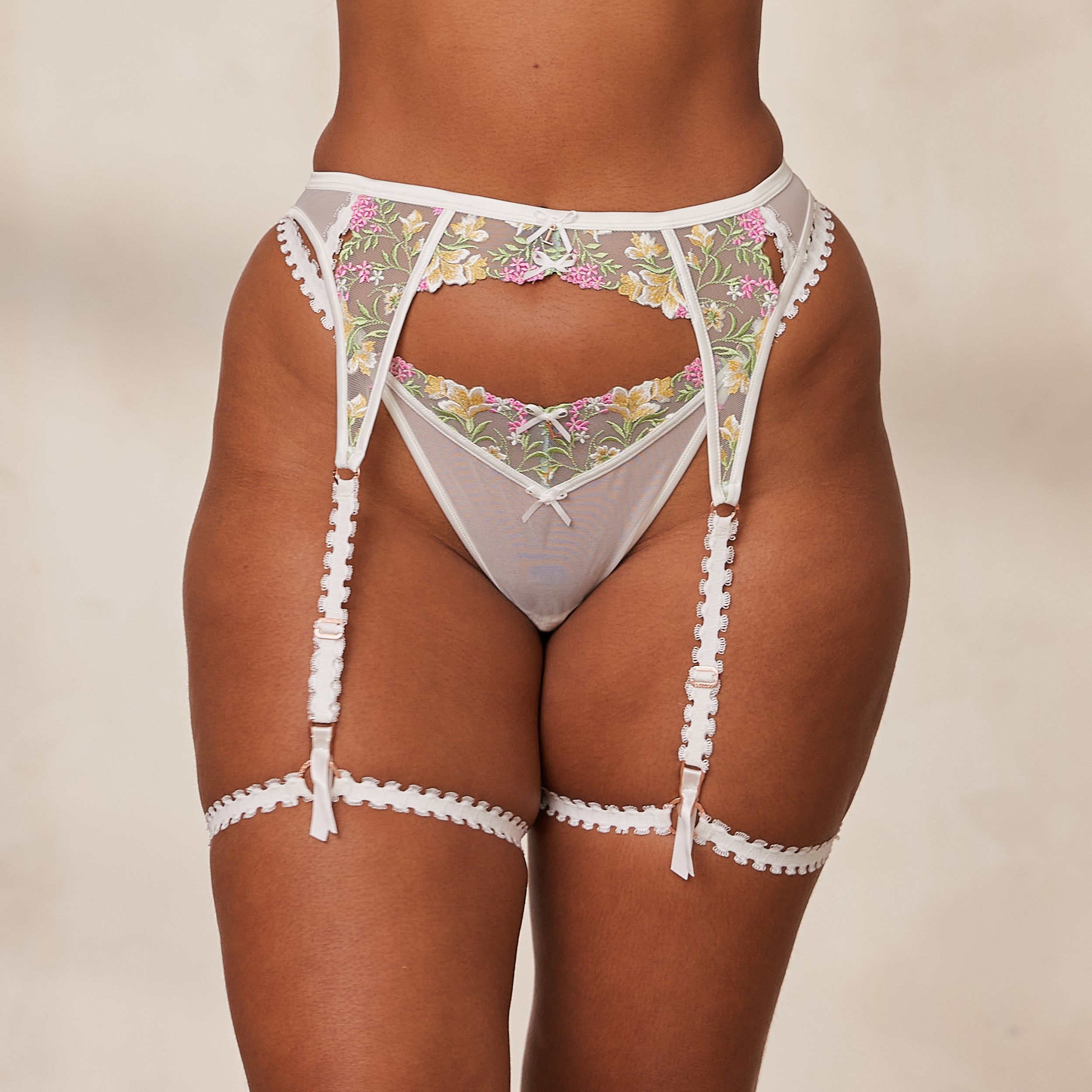 Azalea Intimates Women's Sexy Lace Thong & Garter Belt Set - White | Bridal Lingerie, Valentine's Gift, Boudoir Photo Shoot