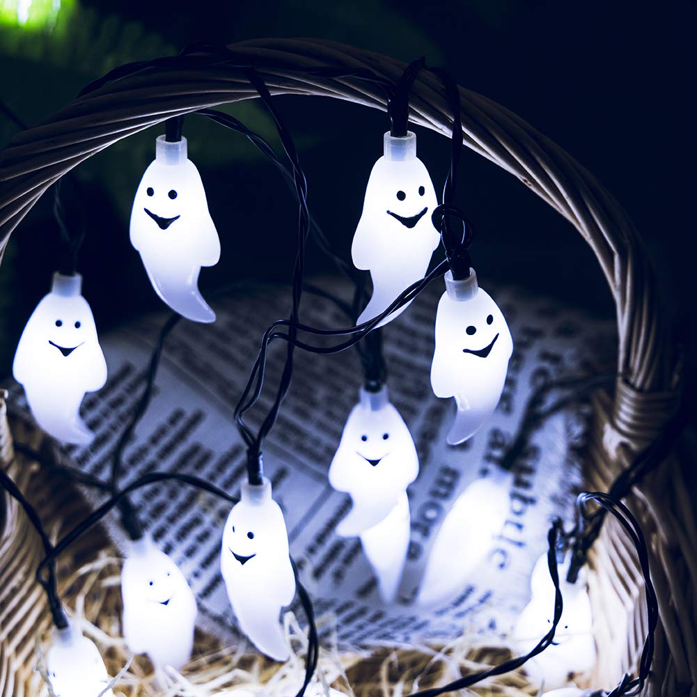 Solar String Lights Outdoor Waterproof - 2 Pack 20ft 30 LED Halloween Christmas Decorations with 8 Lighting Modes for Patio, Garden, Yard, Gate - Perfect for Parties, Weddings, and Holiday Events
