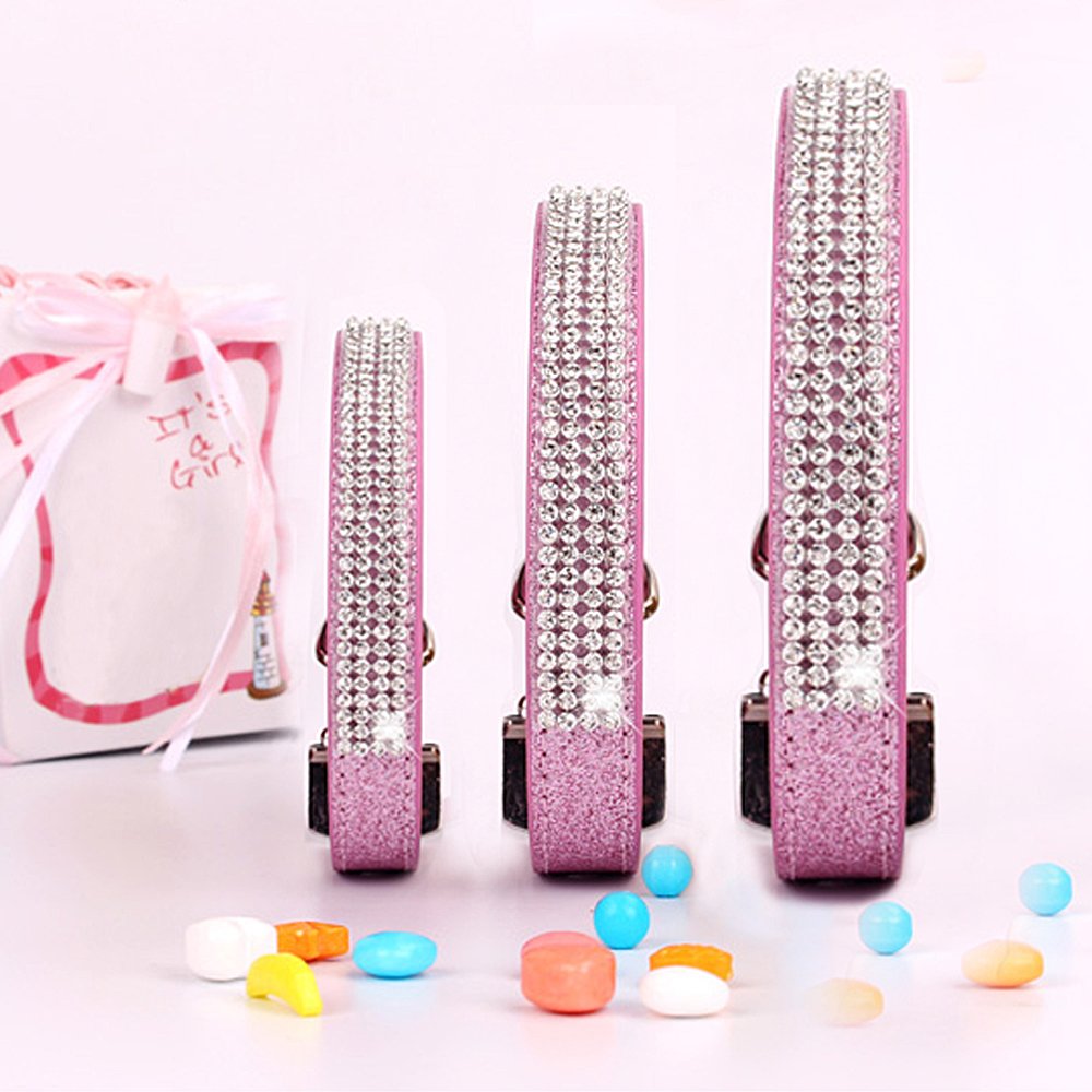Sparkle Pink Personalized Leather Dog Collar for Medium Female Dogs - Bling Pitbull Training Collar with Thick Shock Spikes - Perfect for Daily Walks, Training & Fashion Accessories
