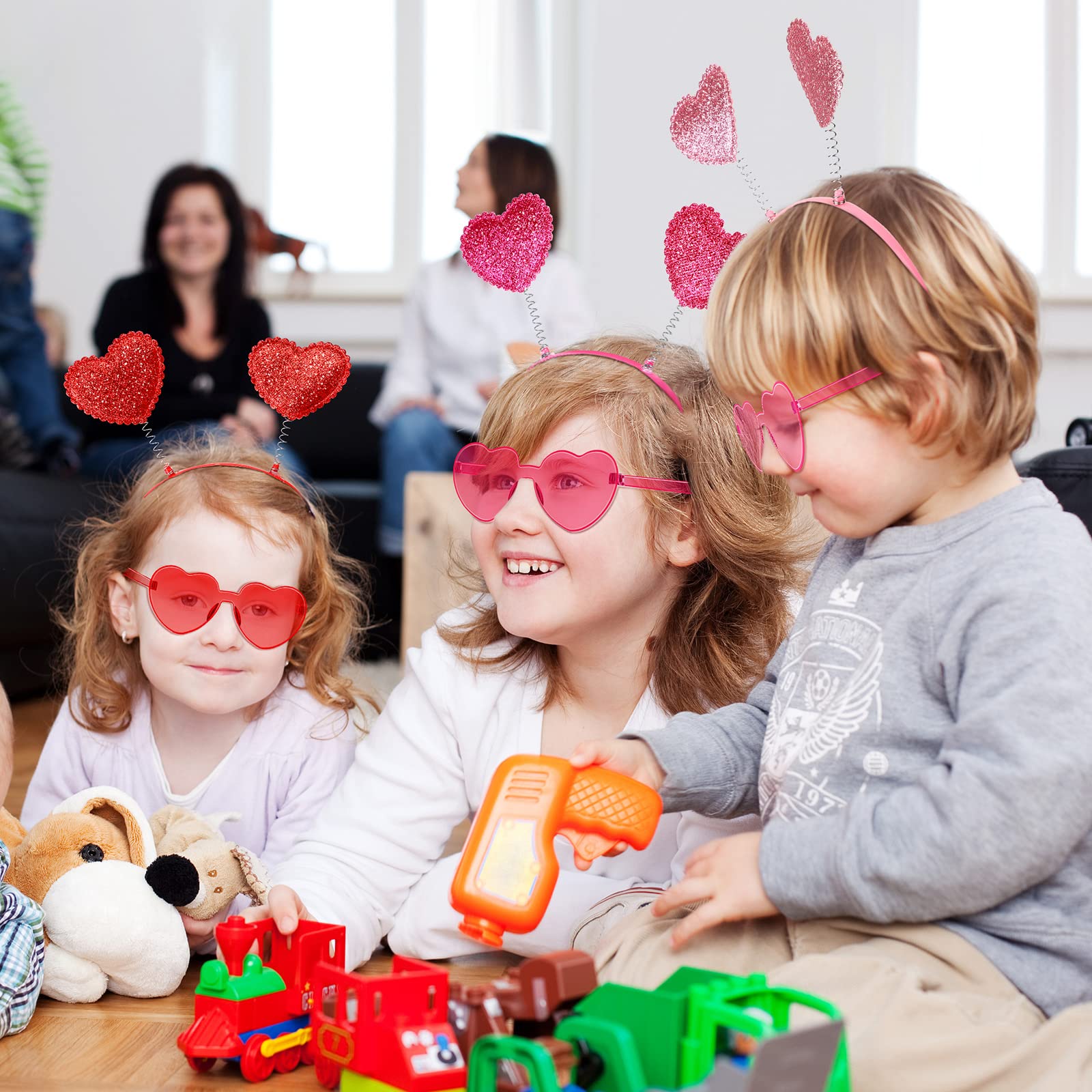 Yunsailing 48 Pcs Valentine's Day Heart Headbands & Heart Sunglasses Set - Cute Party Favors for Kids & Adults - Perfect for Valentine's Parties, School Events & Photo Booths
