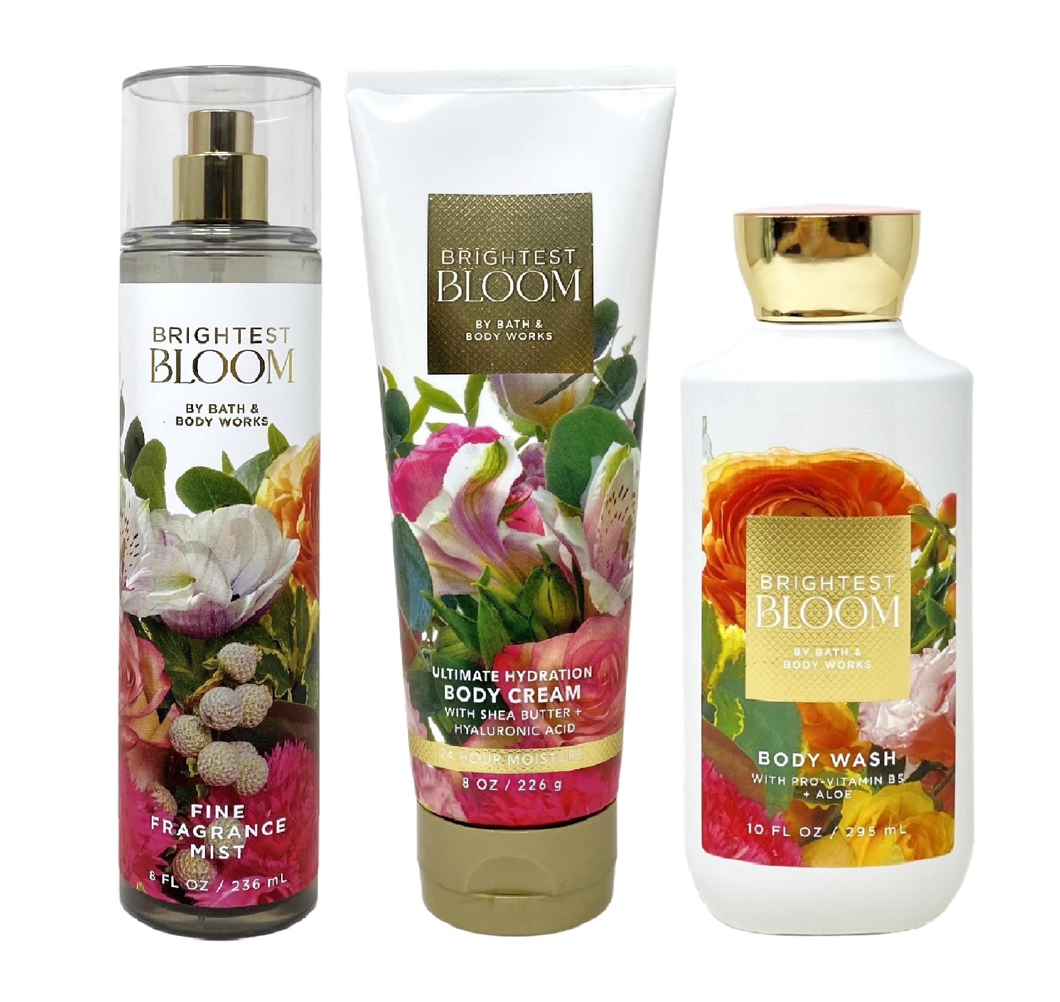 Brightest Bloom 3-Piece Gift Set - Fragrance Mist, Body Cream & Body Wash (Full Size) | Bath & Body Works | Perfect for Gifts, Self-Care & Relaxation