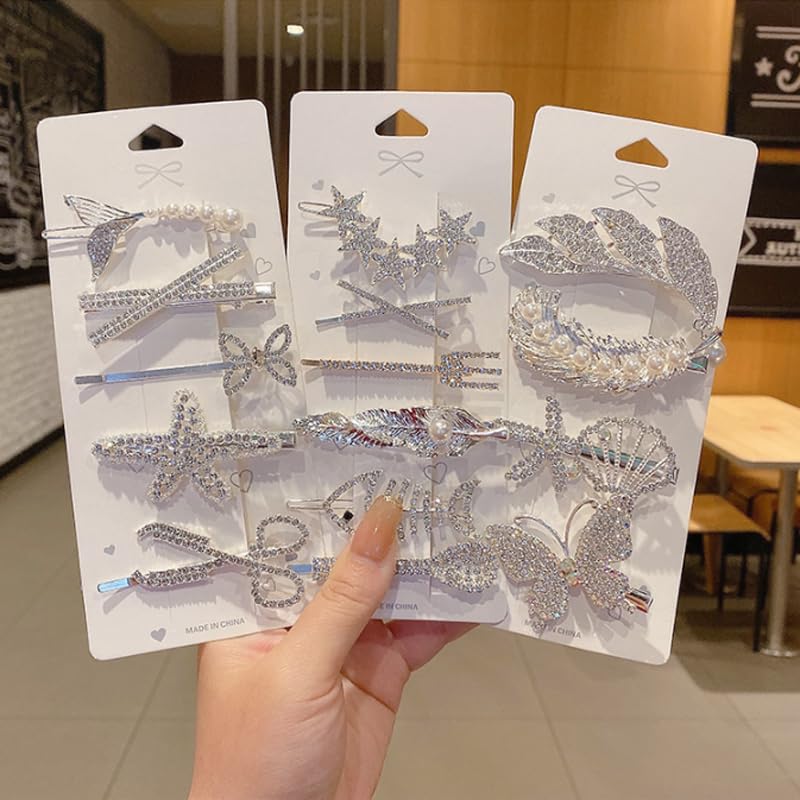 5pcs/Set Elegant Korean Hair Clips for Women & Girls - Silver Hairpins Barrettes Hair Accessories | Perfect for Parties, Weddings & Daily Styling