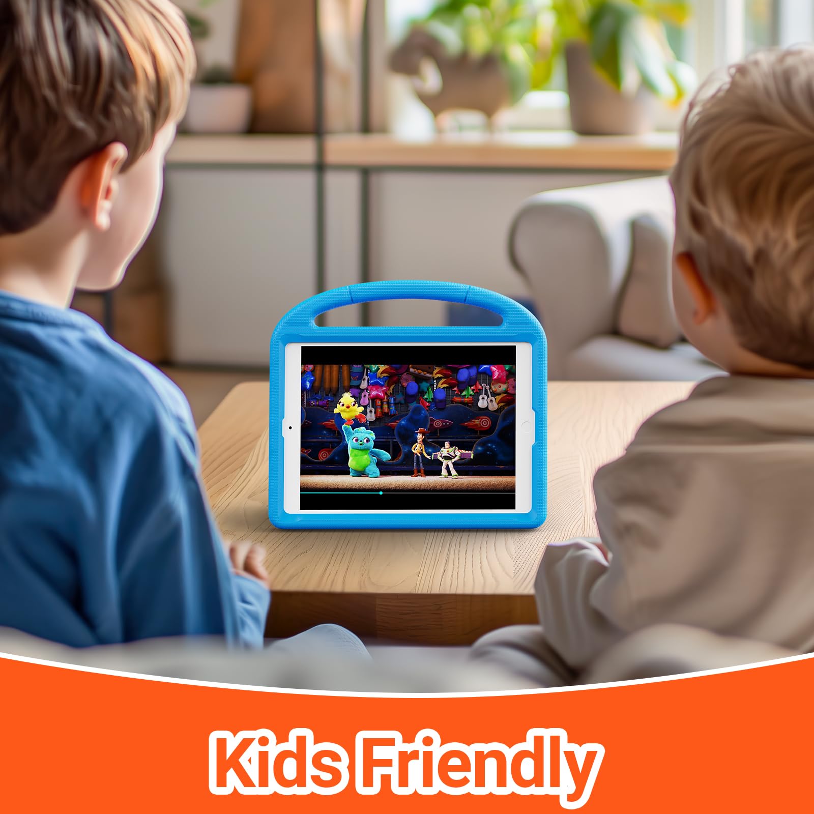 Shockproof Kids Case for iPad 10.2/10.5 Inch (iPad 7th/8th/9th Gen 2019-2021, iPad Air 3 & Pro 10.5) - Lightweight Protective Cover with Handle & Stand - Blue - Perfect for School, Travel & Home Learning