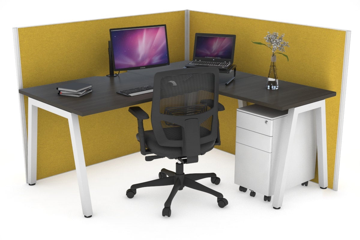 Horizon Quadro A Legs L-Shaped Corner Office Desk - 1600L x 1550W with Cable Management | Modern Home Office & Gaming Desk for Workspace & Study Room