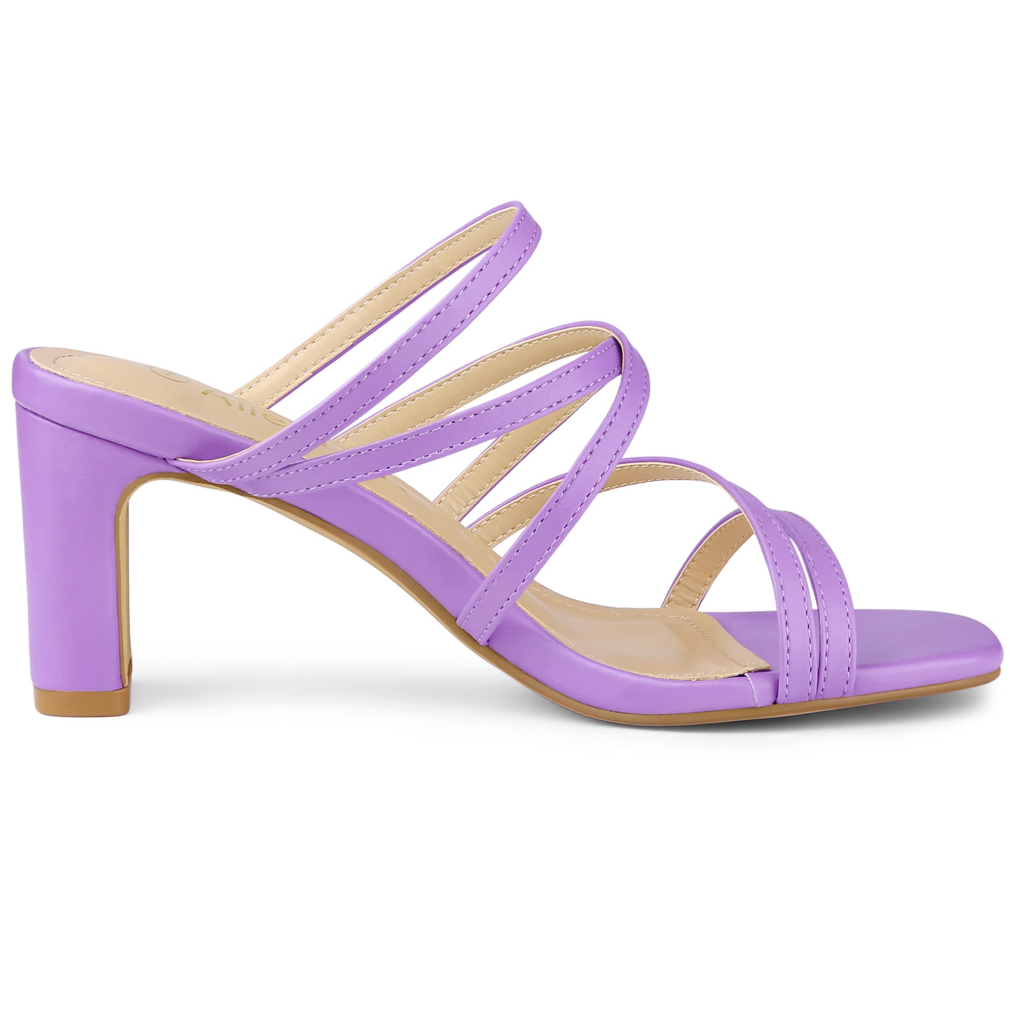 Allegra K Women's Strappy Block Heel Slide Sandals - Comfortable Summer Dress Shoes for Weddings, Parties & Casual Outings