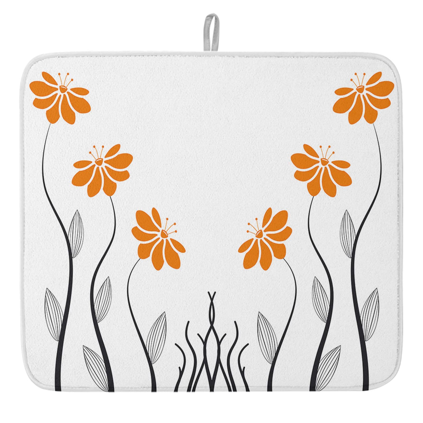 Floral Microfiber Dish Drying Mat 18x24