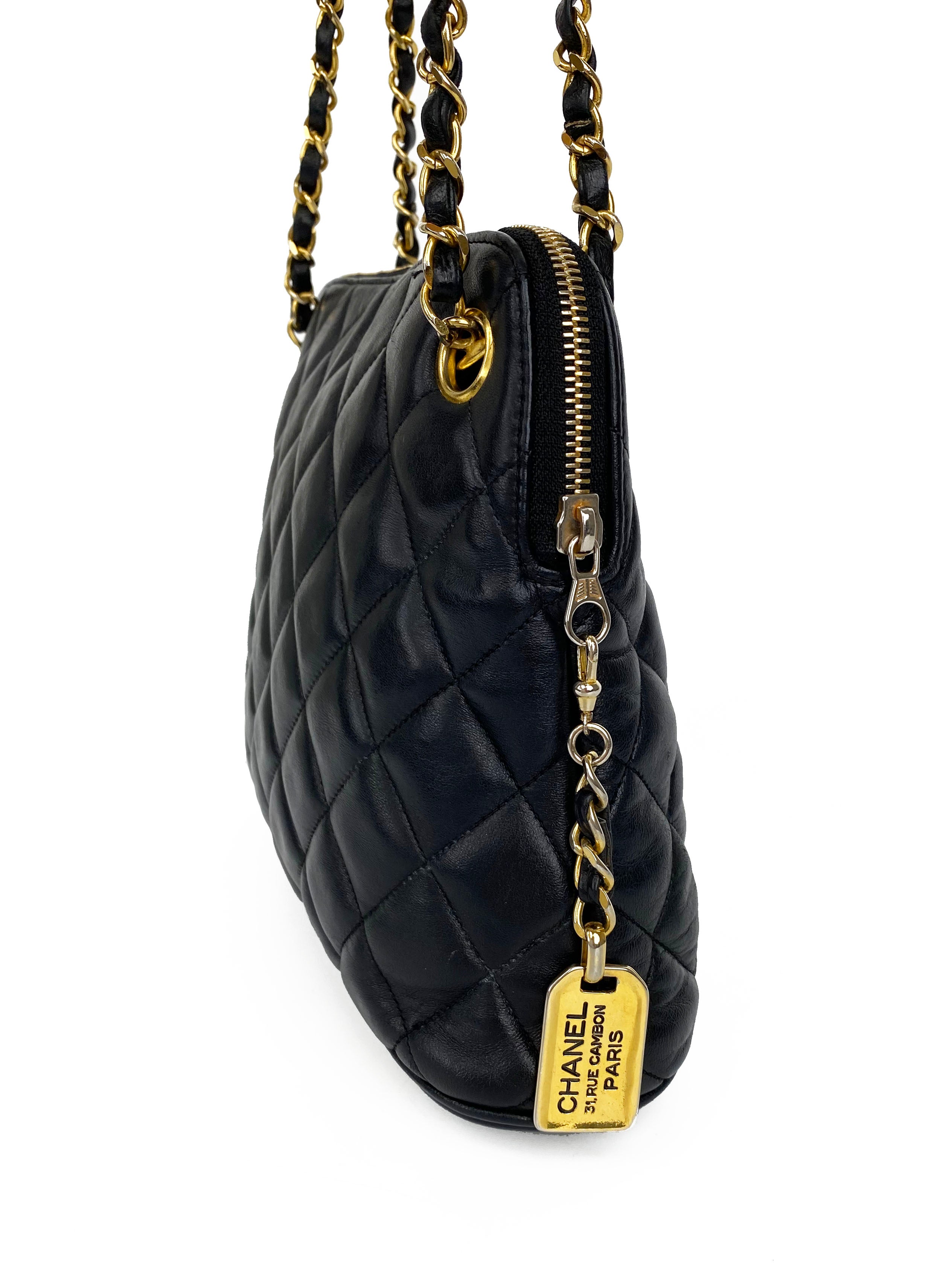 Vintage Chanel Black Lambskin Shoulder Bag 90s Retro Classic - Perfect for Evening Events, Date Nights & Luxury Fashion Collectors