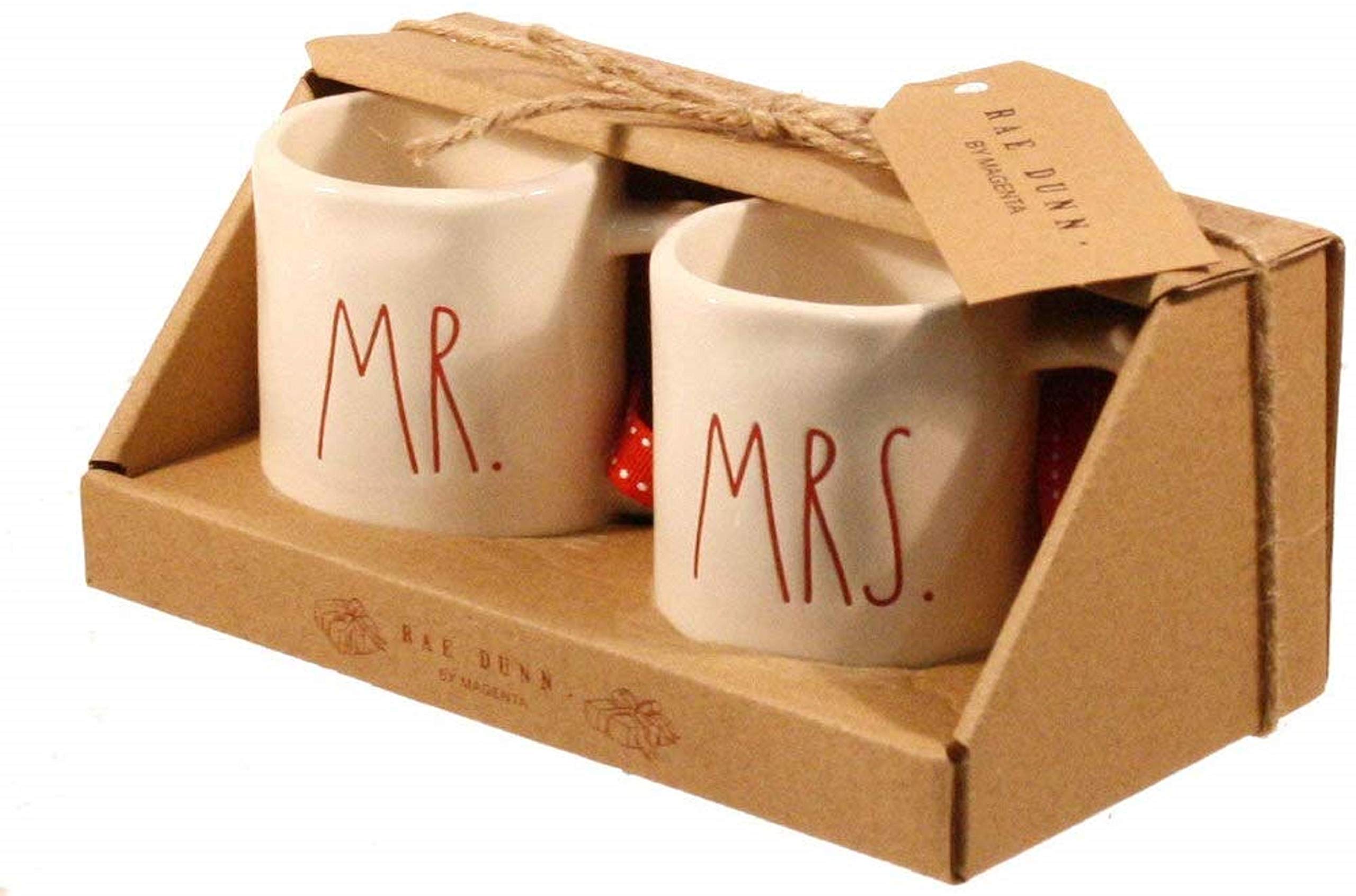 Rae Dunn Mini Mugs Ornaments - Mr. and Mrs. Ceramic Christmas Decor, Perfect for Holiday Tree Decorations, Gift for Couples, Wedding Favors, and Coffee Lover Gifts