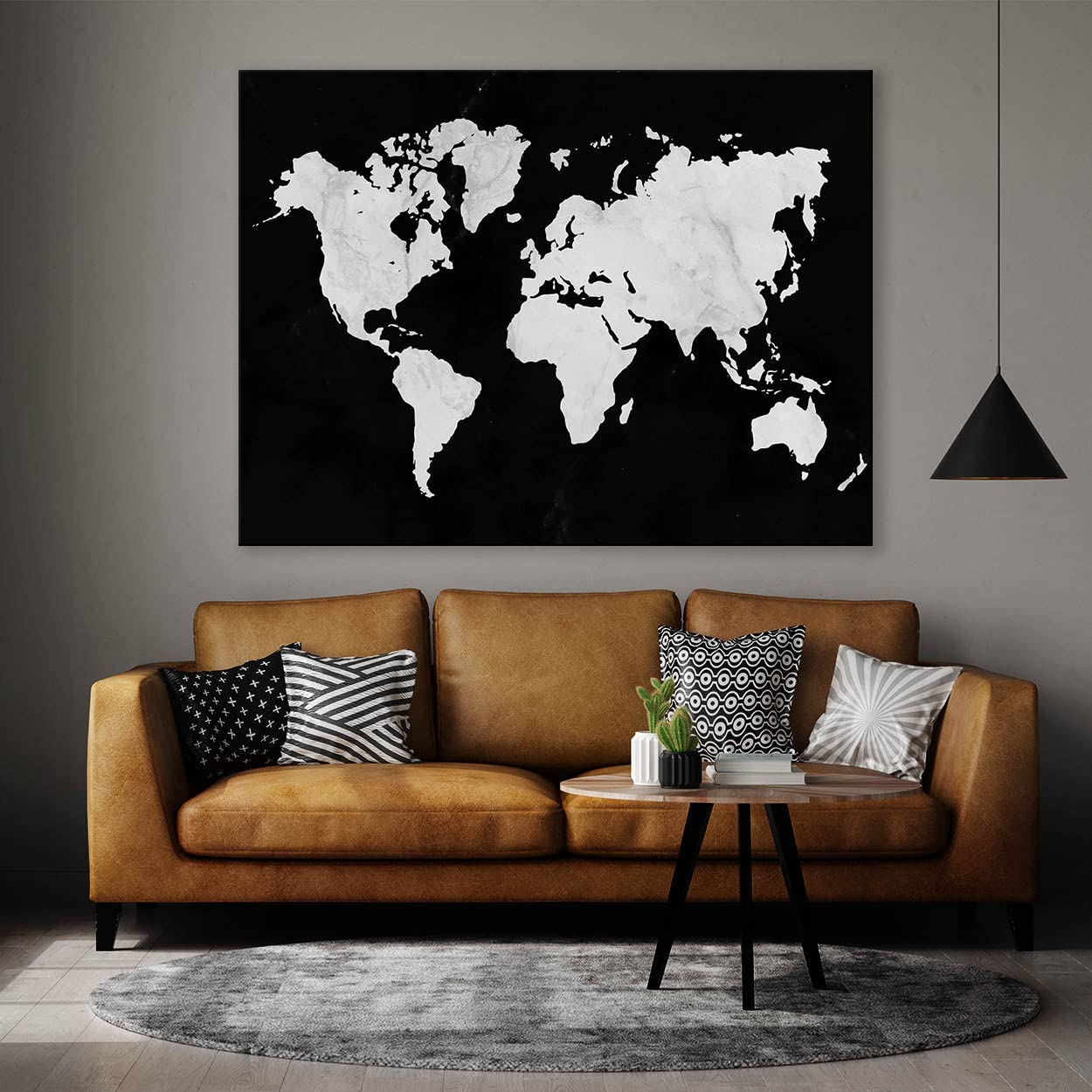 Modern Abstract World Map Canvas Art - Large 40x30 Inch Marble Travel Print for Home & Office Decor | Wall Painting Poster for Living Room, Bedroom & Study