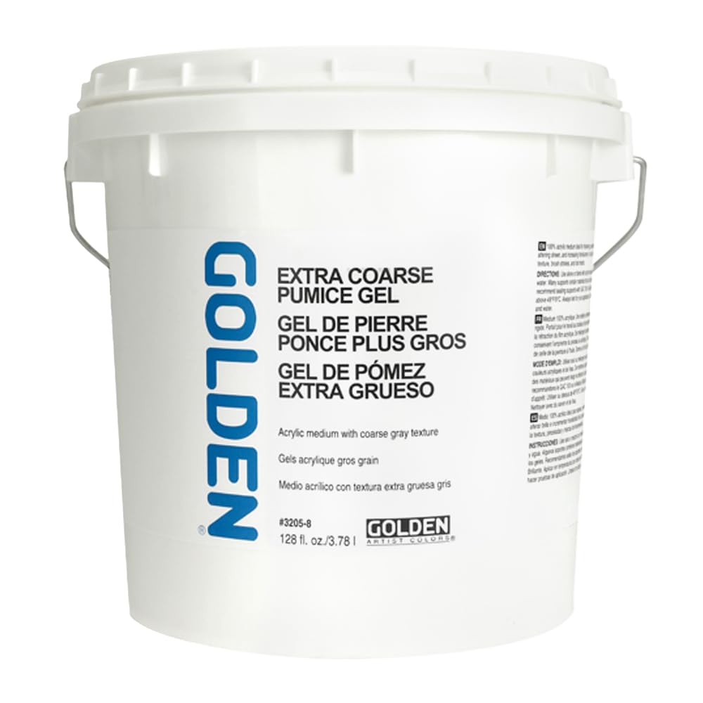 GOLDEN Extra Coarse Pumice Gel - 128 fl oz Professional Acrylic Gel Medium for Textured Art & DIY Projects - Opaque Finish for Mixed Media, Canvas & Sculptures