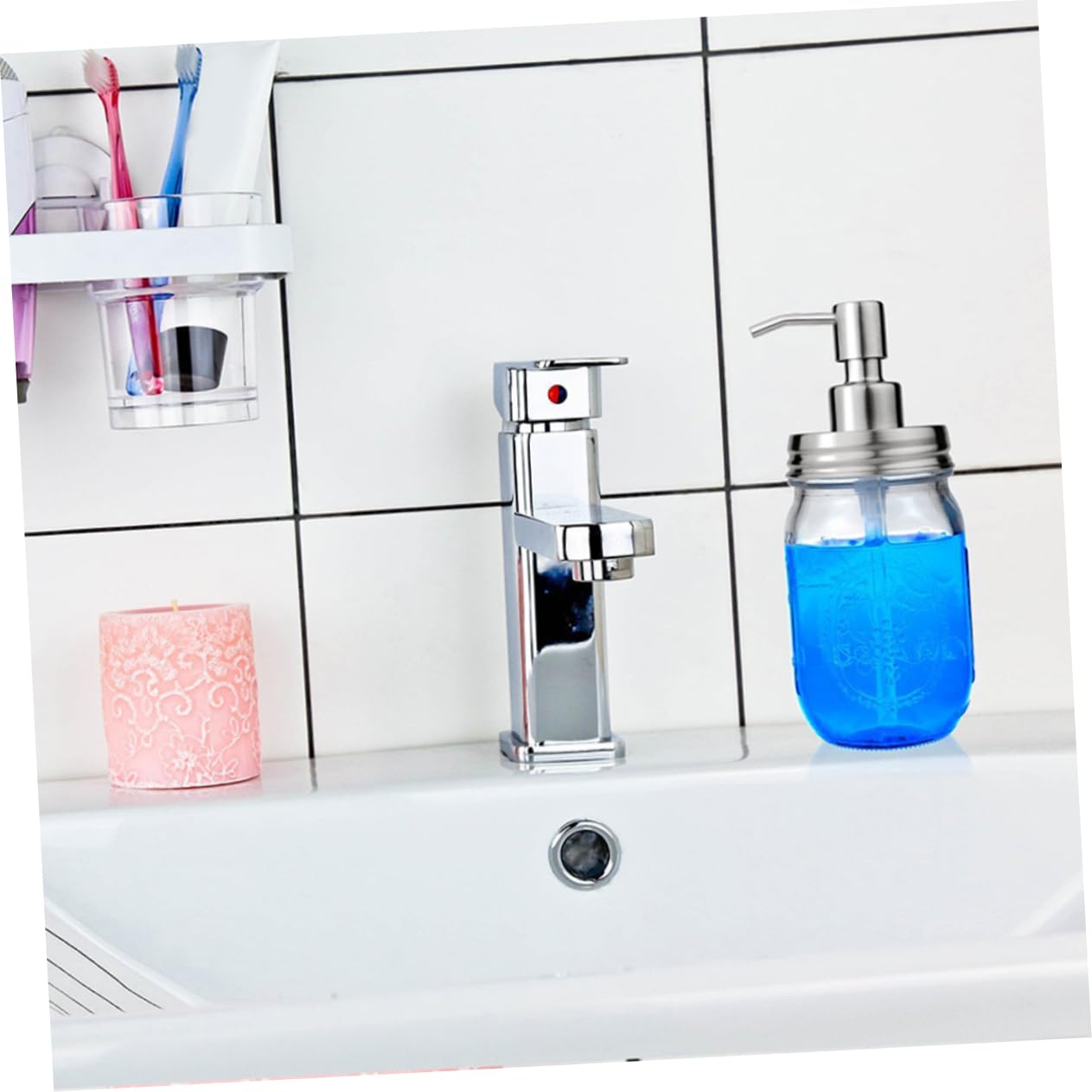 TOPBATHY Stainless Steel Soap Dispenser Pump Lid Replacement for Mason Jars - Perfect for Bathroom, Kitchen, and DIY Home Decor Projects
