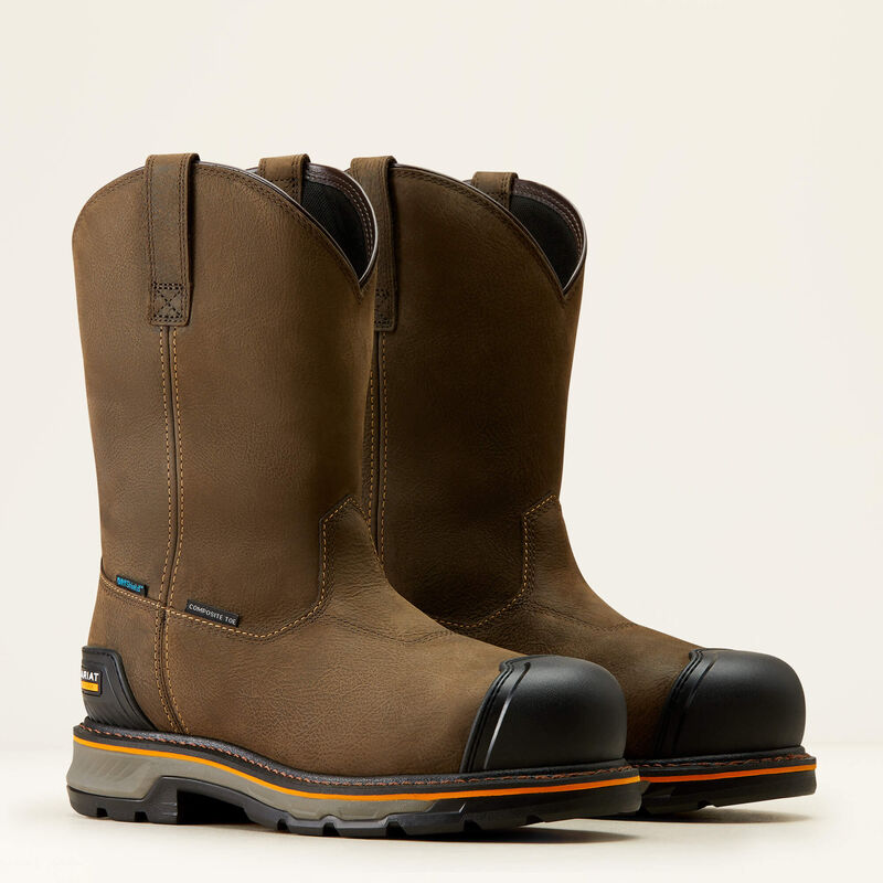 Stump Jumper Pull-On BOA Waterproof Composite Toe Work Boots for Men - Slip Resistant Safety Shoes for Construction, Hiking & Outdoor Work