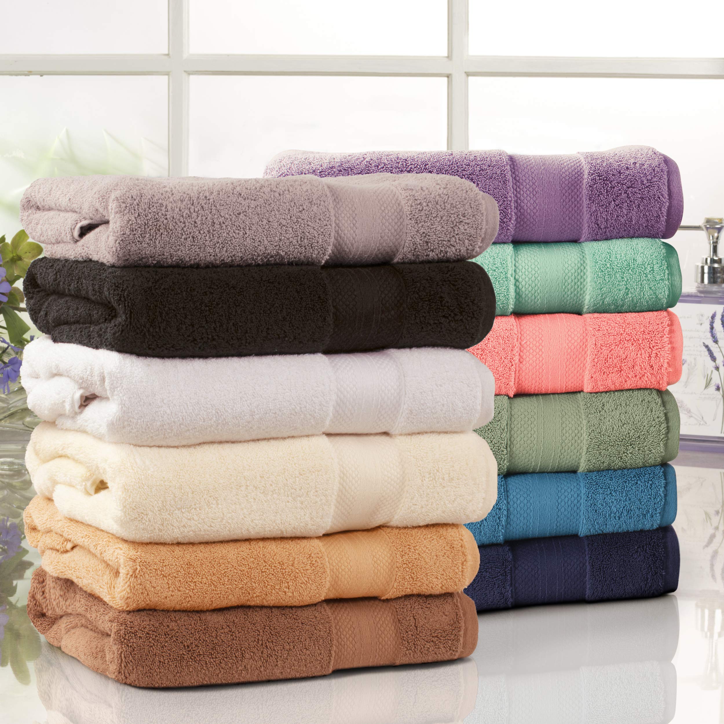 Premium 12-Piece Turkish Cotton Face Towel Set - Ultra Absorbent & Quick Dry Washcloths for Bathroom, Gym, Spa, Travel | Soft Guest Towels for Airbnb, Hotel, Home & Kids | Eco-Friendly Taupe Bath Accessories