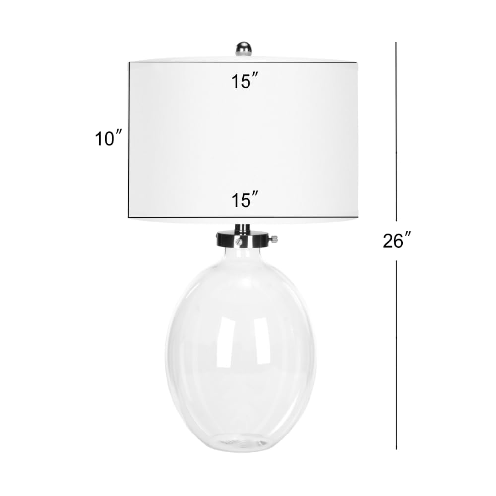 SAFAVIEH Neville 26-inch Clear Glass Table Lamp Set of 2 with LED Bulbs - Modern Bedroom, Living Room, Home Office & Nightstand Lighting for Cozy Ambiance and Reading