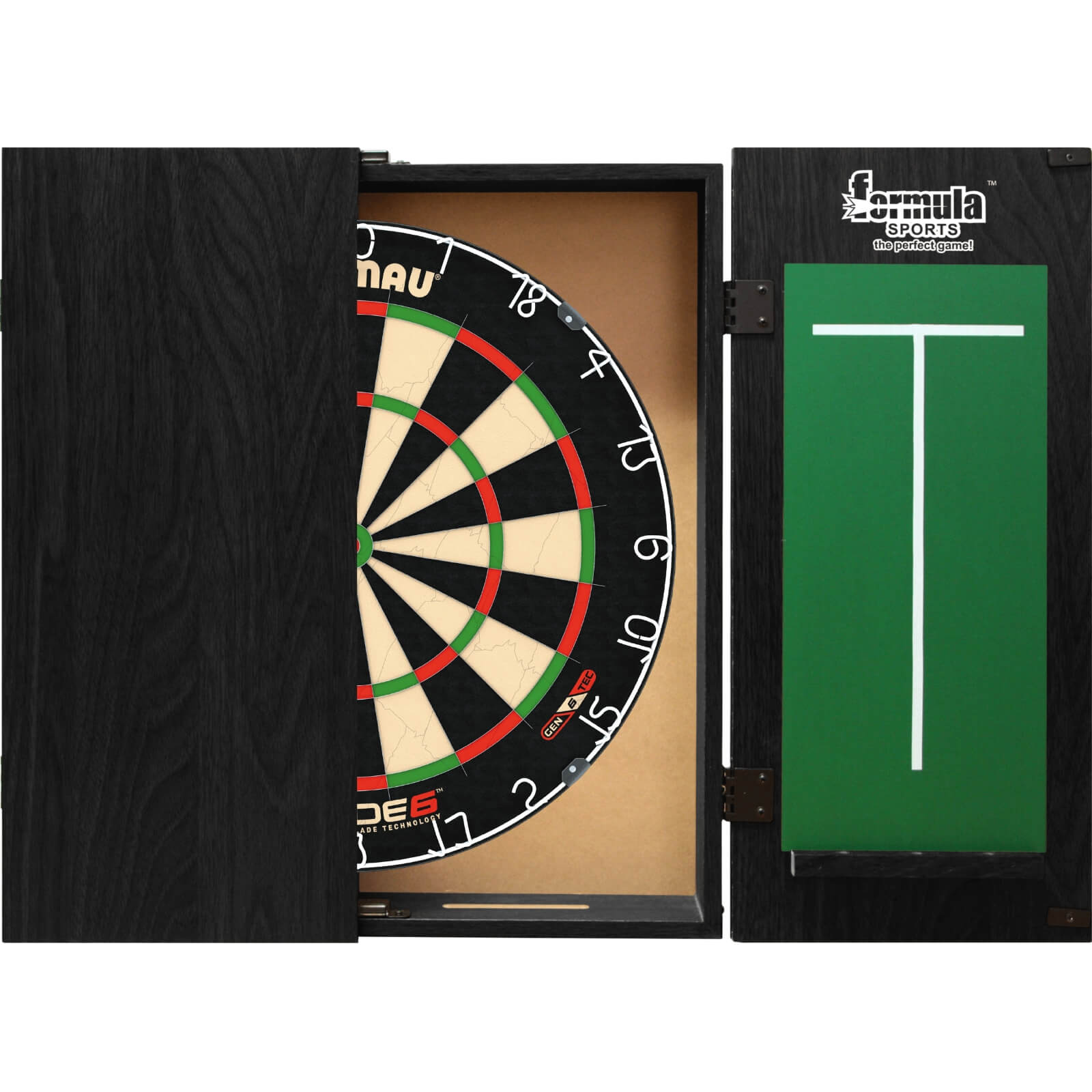 Formula Sports Black Dartboard Cabinet & Dartboard Set - Professional Bristle Dartboard with Cabinet for Home, Bar, or Game Room Entertainment