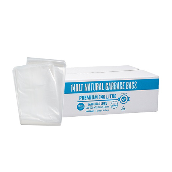 Premium Clear 140Lt Trash Bags - Heavy Duty Garbage Bags for Kitchen, Bathroom & Outdoor Use - Extra Large 140 Liter Capacity Waste Bin Liners
