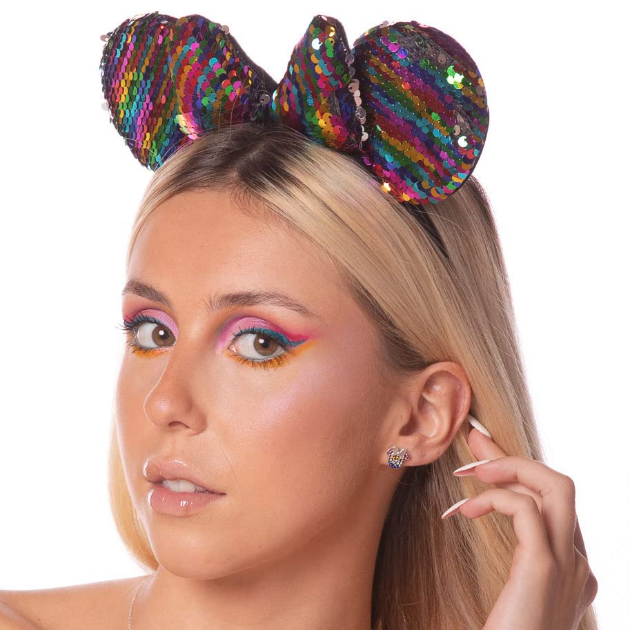 Disney Minnie Mouse Stud Earrings for Women - Sterling Silver with Rainbow Crystals | Perfect for Disney Fans, Gifts, and Everyday Wear