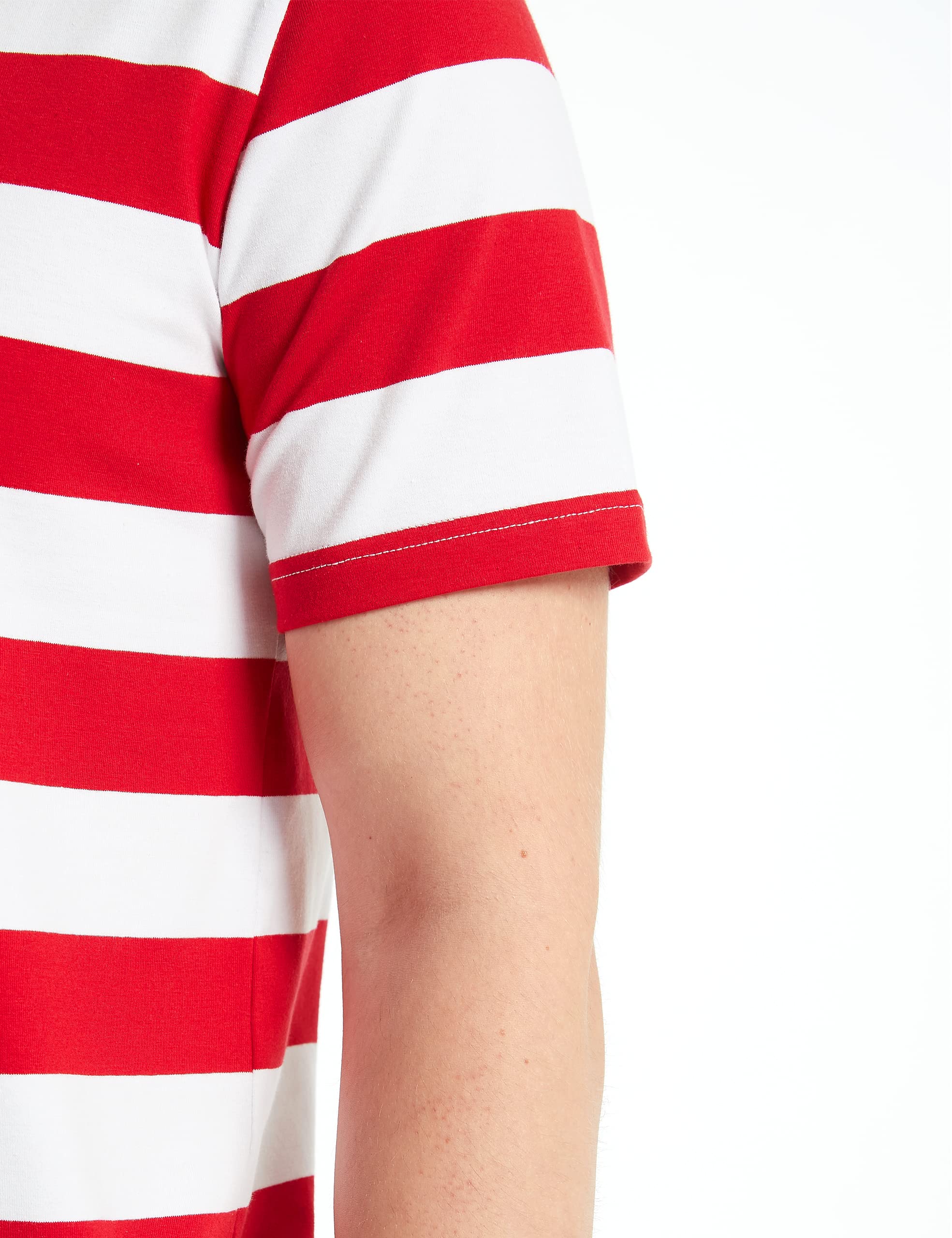 SSLR Men's Short Sleeve Striped T-Shirt - Red & White Crewneck Lightweight Casual Tee for Everyday Wear, Summer Outfits & Street Style Fashion