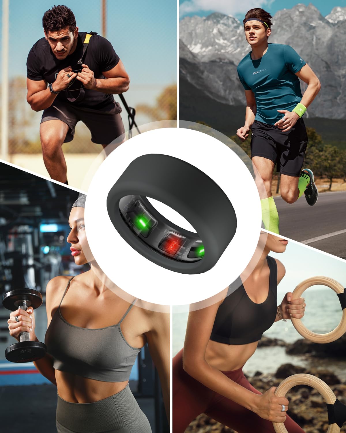 Oura Ring Silicone Protector Cover - Elastic Case for Oura Ring Gen 4/3, Workout & Sleep Protection - Patent Protected (Black+Clear+White, Size S for 6-10) - Perfect for Gym, Swimming & Everyday Wear