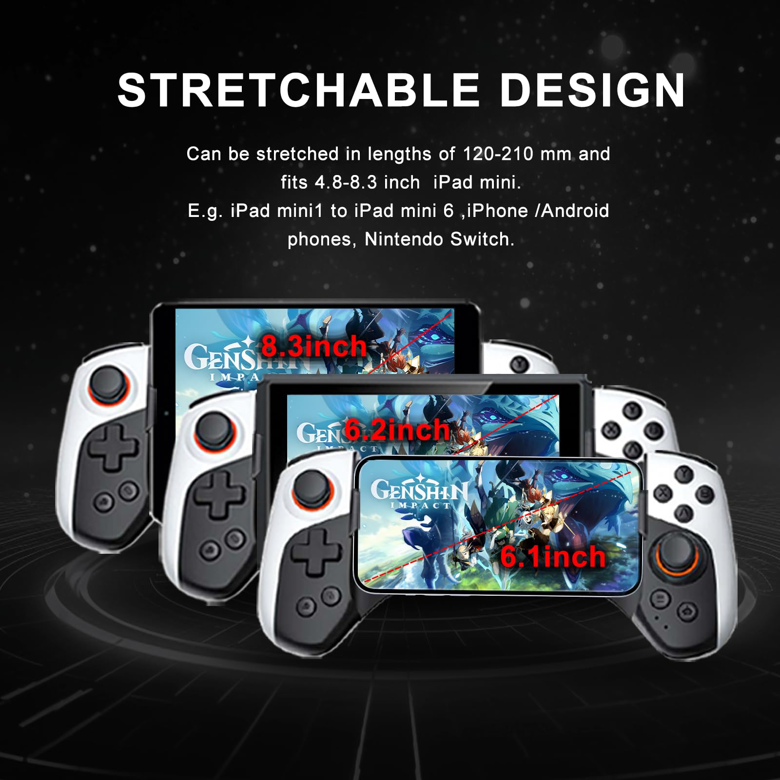 Retractable Wireless Gaming Controller for iPhone, Android, PC & Switch - MFi Certified Mobile Gamepad for Apple Arcade | Portable Design for On-the-Go Gaming & Travel