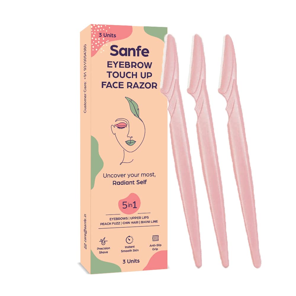 Sanfe Detan Chocolate Wax for Smooth Hair Removal - 600g with Natural Chocolate Extracts | Sanfe Reusable Eyebrow Razor for Women - Pack of 3 | At-Home Hair Removal & Eyebrow Grooming Kit