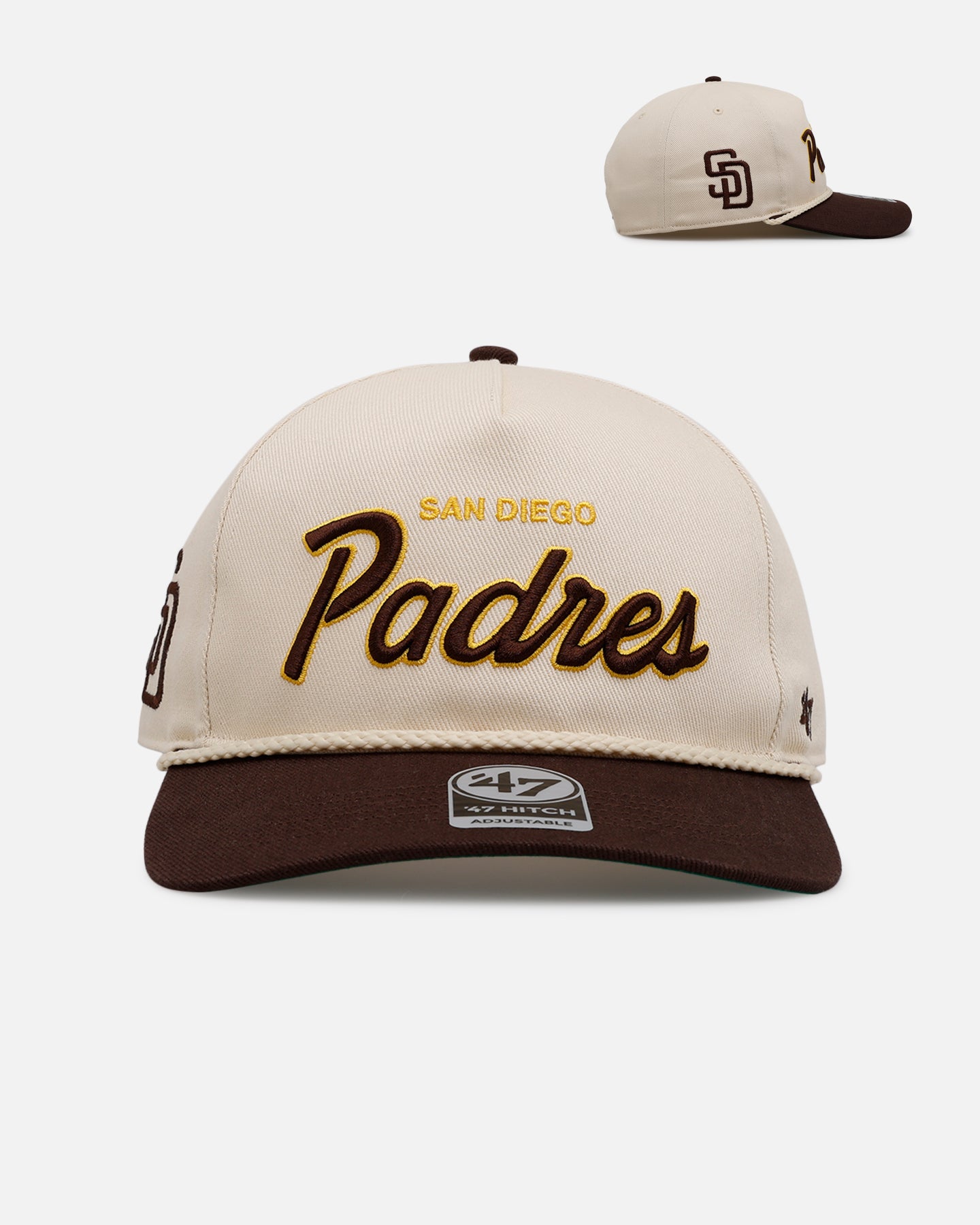 47 Brand San Diego Padres MLB Opening Day Script Hitch Snapback Hat - Adjustable Baseball Cap for Men & Women - Perfect for Baseball Games, Streetwear Fashion & Casual Outfits