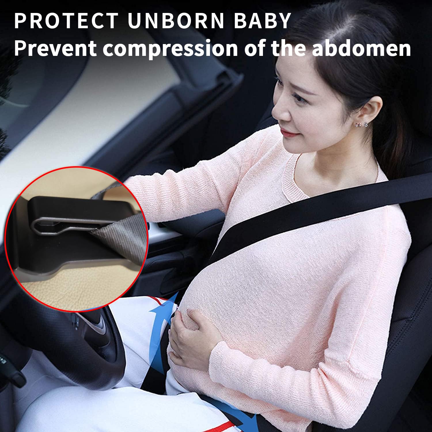 Car Seat Hooks for Seat Covers & Seatbelt Adjusters - Pregnancy Belly Band for Pregnant Women - Comfortable Driving Accessories for Expecting Mothers (Perfect for Long Trips & Daily Commutes)