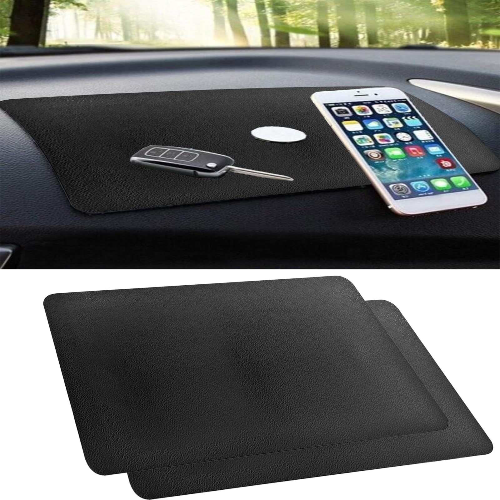 2-Pack Upgraded Anti-Slip Dashboard Mat - Non-Slip Rubber Car Organizer (10.6