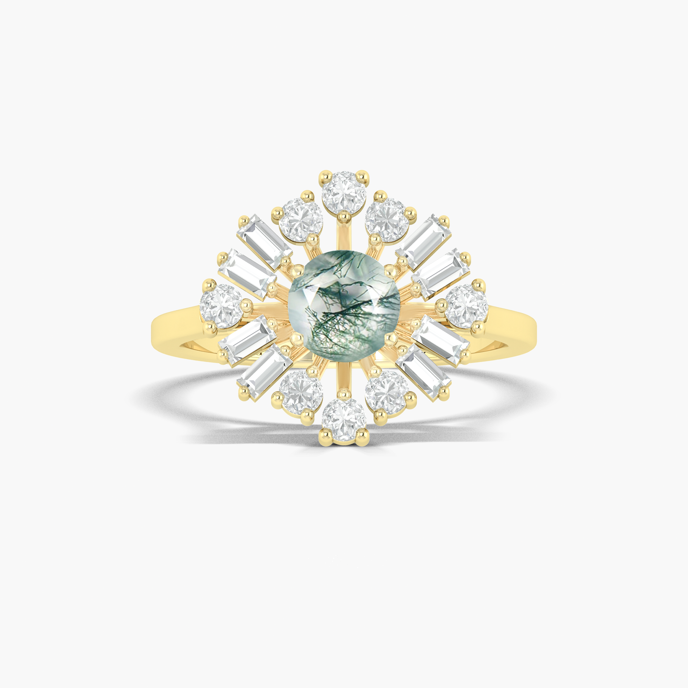 Exquisite Round Moss Agate Engagement Ring - Natural Green Gemstone Wedding Band for Women - Perfect for Proposals, Anniversaries & Romantic Occasions