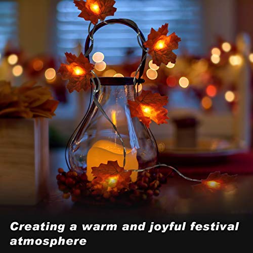 Coolrunner 2 Pack Maple Leaf String Lights - Waterproof Battery Operated LED Fall Garland with 2 Modes for Indoor/Outdoor Decor | Perfect for Thanksgiving, Christmas, Garden Parties & Home Decoration