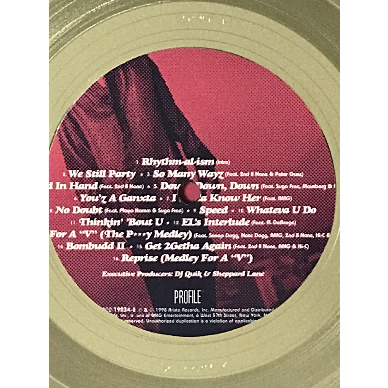DJ Quik Rhythm Al-Ism RIAA Certified Gold Album Award Plaque - Perfect for Music Collectors & Hip-Hop Memorabilia Displays
