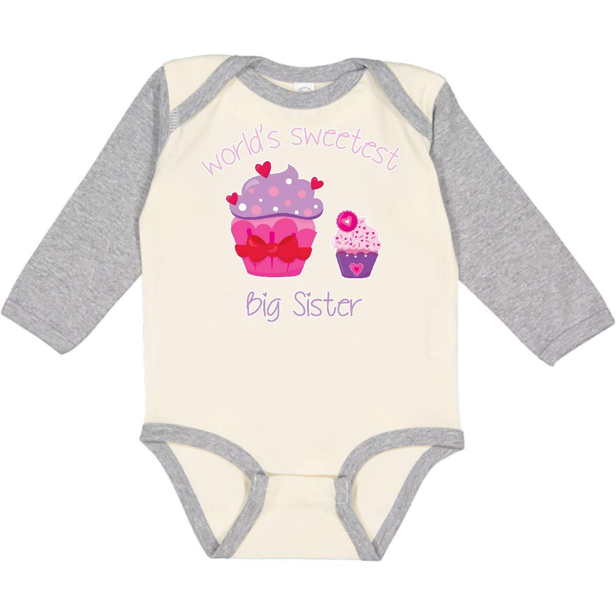 Inktastic World's Sweetest Big Sister Long Sleeve Baby Bodysuit - Soft Cotton Creeper for Newborns & Infants - Perfect Sibling Matching Outfit & Photo Shoot Gift Idea