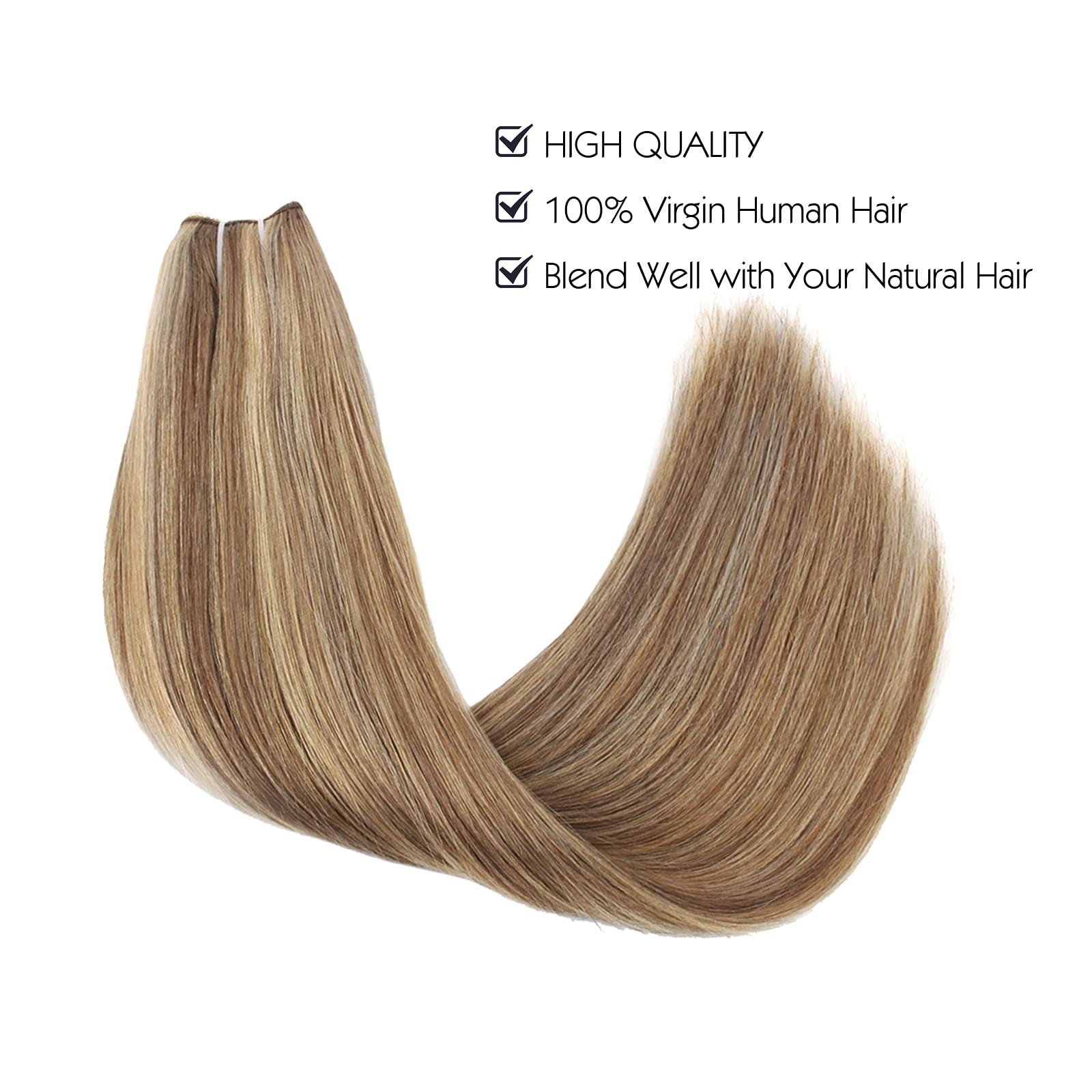 Sassina Invisible Wire Hair Extensions 12 Inch 80g - Real Human Hair with Transparent Wire, Adjustable Size & Secure Clips - Natural Straight Hairpiece for Volume & Length (#P6/12) - Perfect for Weddings, Parties & Daily Styling