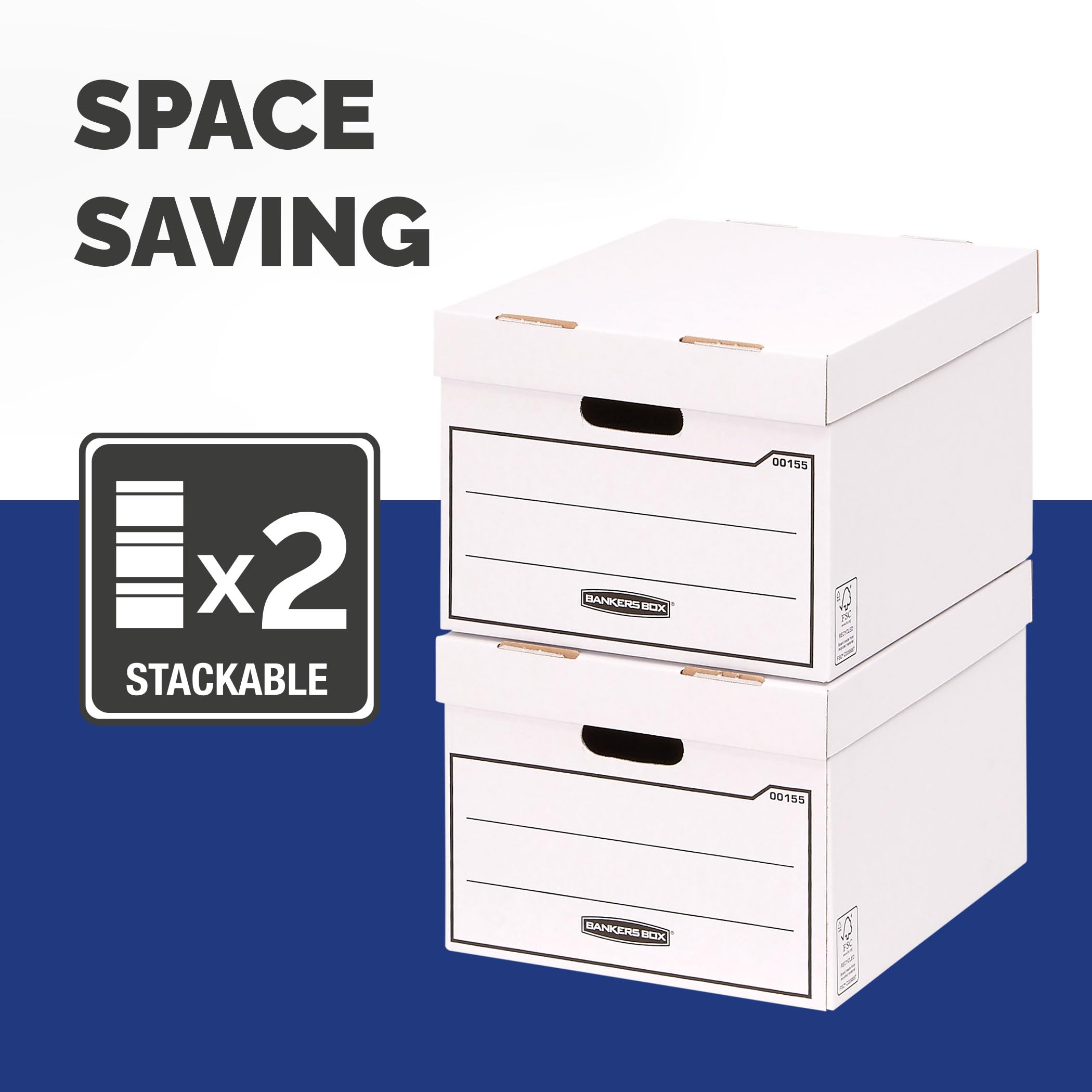 10 Heavy Duty Bankers Boxes with Lids - Durable Storage for Office & Moving (32x26x39cm)