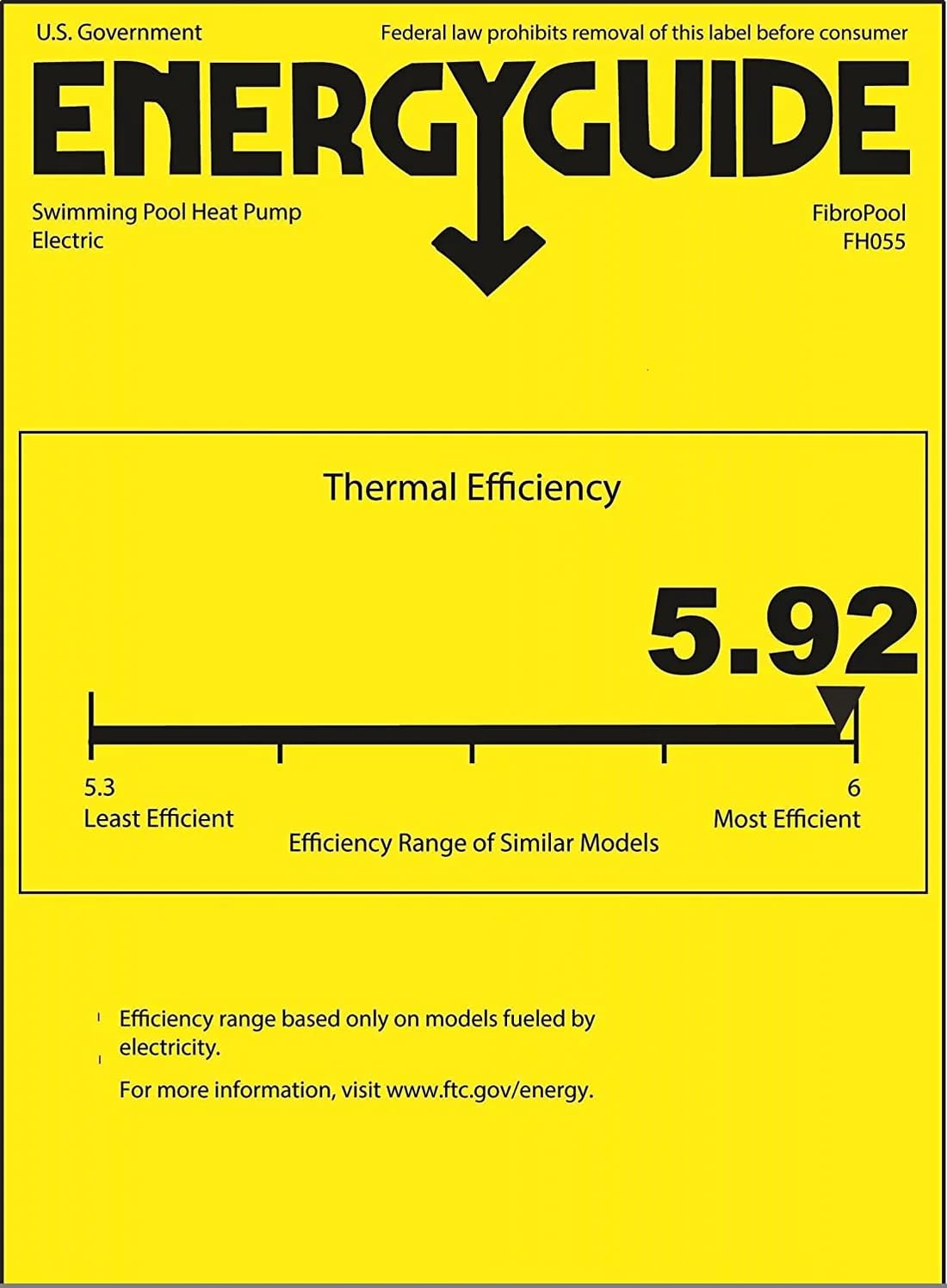 FibroPool FH255 55,000 BTU High Efficiency Swimming Pool Heat Pump - Electric Pool Heater for Above Ground & Inground Pools and Spas - No Gas Needed - Perfect for Year-Round Swimming & Hot Tub Heating
