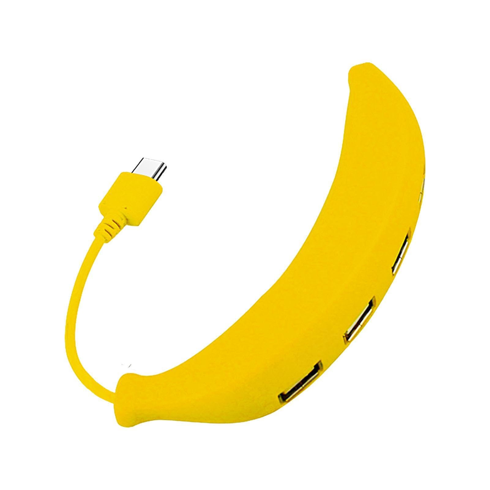 4-Port USB 2.0 Hub Splitter - Ultra Slim Banana-Shaped Multi-Port Adapter for PC, Laptop, MacBook | Expand USB Ports for Keyboard, Mouse, Flash Drive & Charging Devices