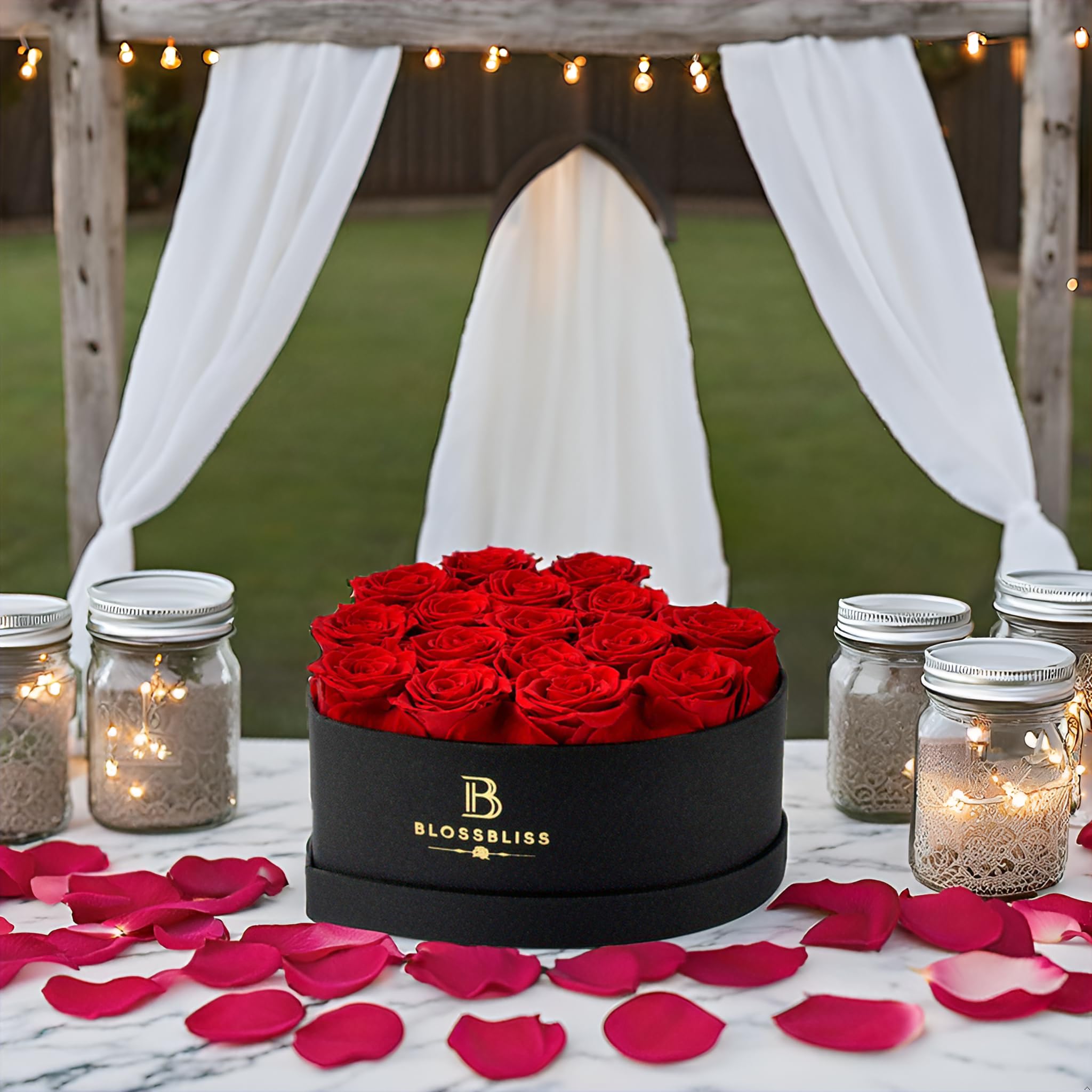 BLOSSBLISS 16-Piece Preserved Red Roses in Heart-Shaped Box - Eternal Love Gift for Wife, Anniversary, Valentine's Day & Mother's Day - Long-Lasting Luxury Floral Arrangement for Romantic Surprises & Home Decor