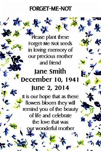 Personalized Forget Me Not Seed Packets - 50 Pack with Real Seeds for Memorials, Funerals & Sympathy Gifts | Perfect for Planting in Gardens, Memorial Sites & Keepsake Planting