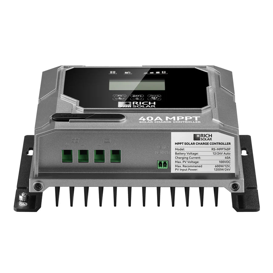 Rich Solar BRAVO 40 40A MPPT Solar Charge Controller for RV, Boat, Off-Grid Power System - Efficient Solar Panel Battery Charging Regulator