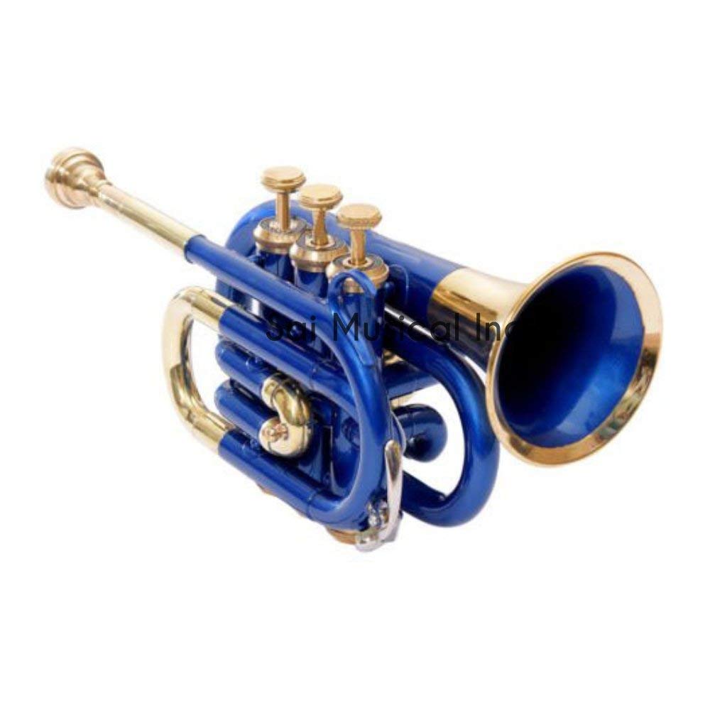 Professional Bb Pocket Trumpet in Copper Finish - Compact Student Brass Instrument with Mouthpiece & Hard Case - Ideal for Beginners & Intermediate Players - Perfect Gift for Christmas, Easter & Birthdays (Blue & Copper) - Great for School Bands, Practice & Travel