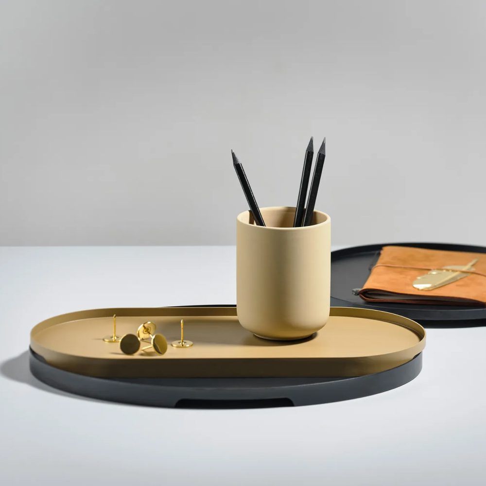 **ZONE DENMARK Black Oval Serving Tray - 35x23cm - Elegant Appetizer & Dessert Platter for Parties, Dining, and Home Decor**