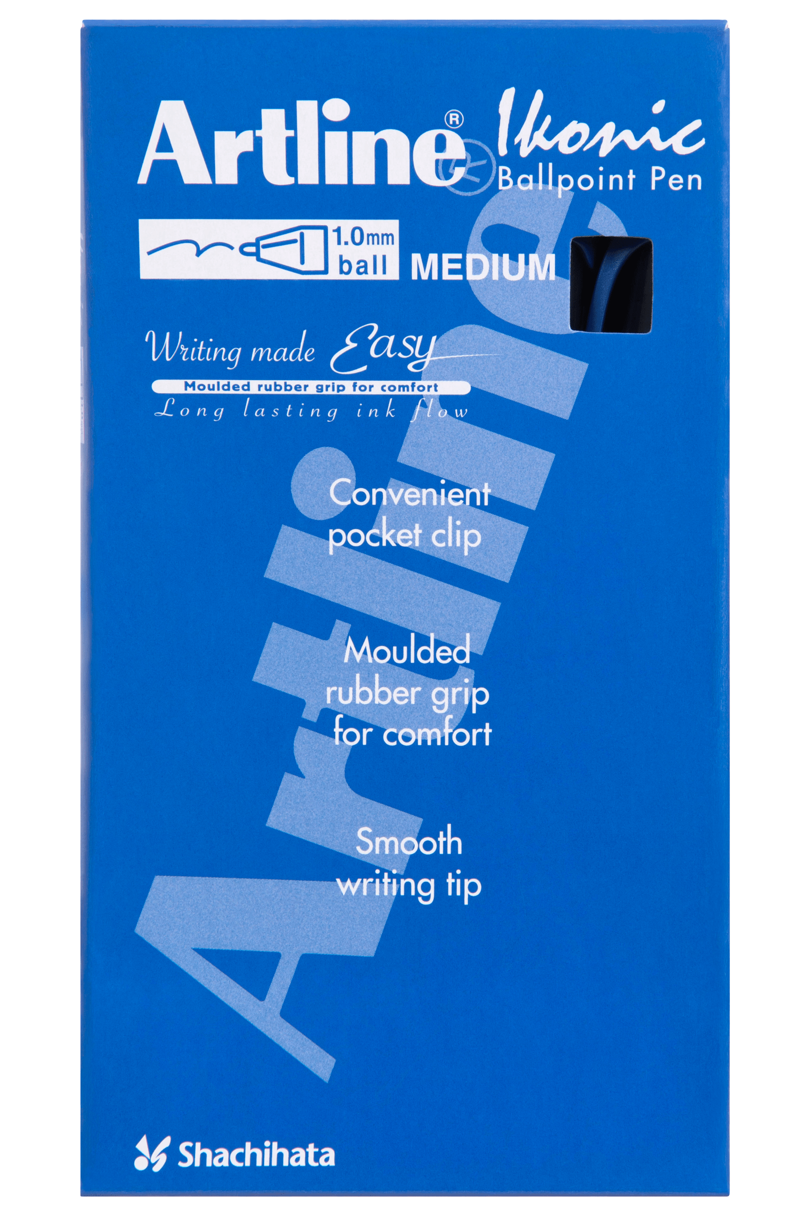 Artline 8410 Retractable Grip Medium Ballpoint Pen - Blue Ink, 12-Pack for Office, School & Home Use - Smooth Writing Pens for Notes, Journaling & Everyday Tasks