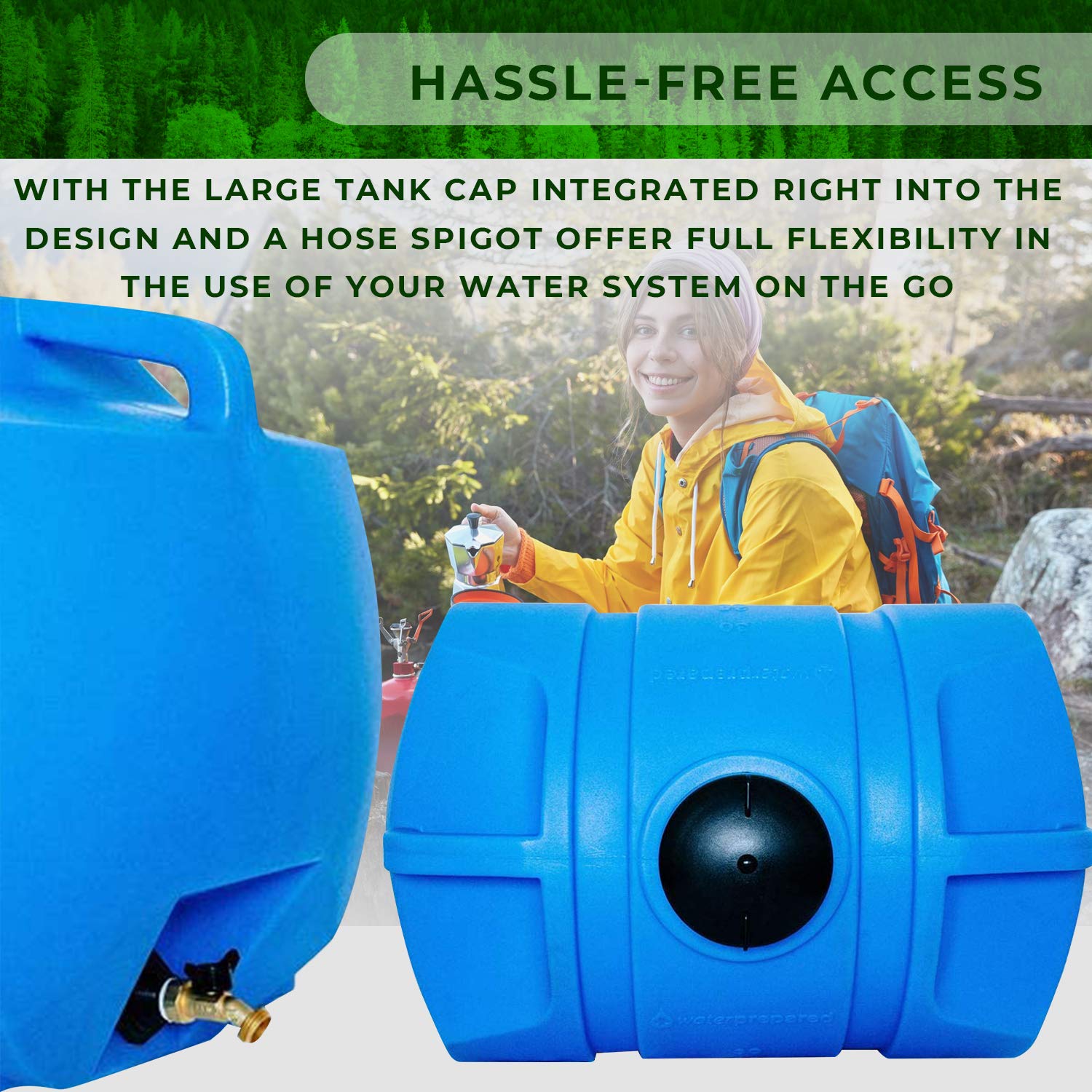 35 Gallon Emergency Water Storage Tank - BPA Free Blue Water Barrel with Large Lid for Disaster Preparedness | Space Saving, Long Lasting Water Container for Home, Camping & Emergency Survival Kits