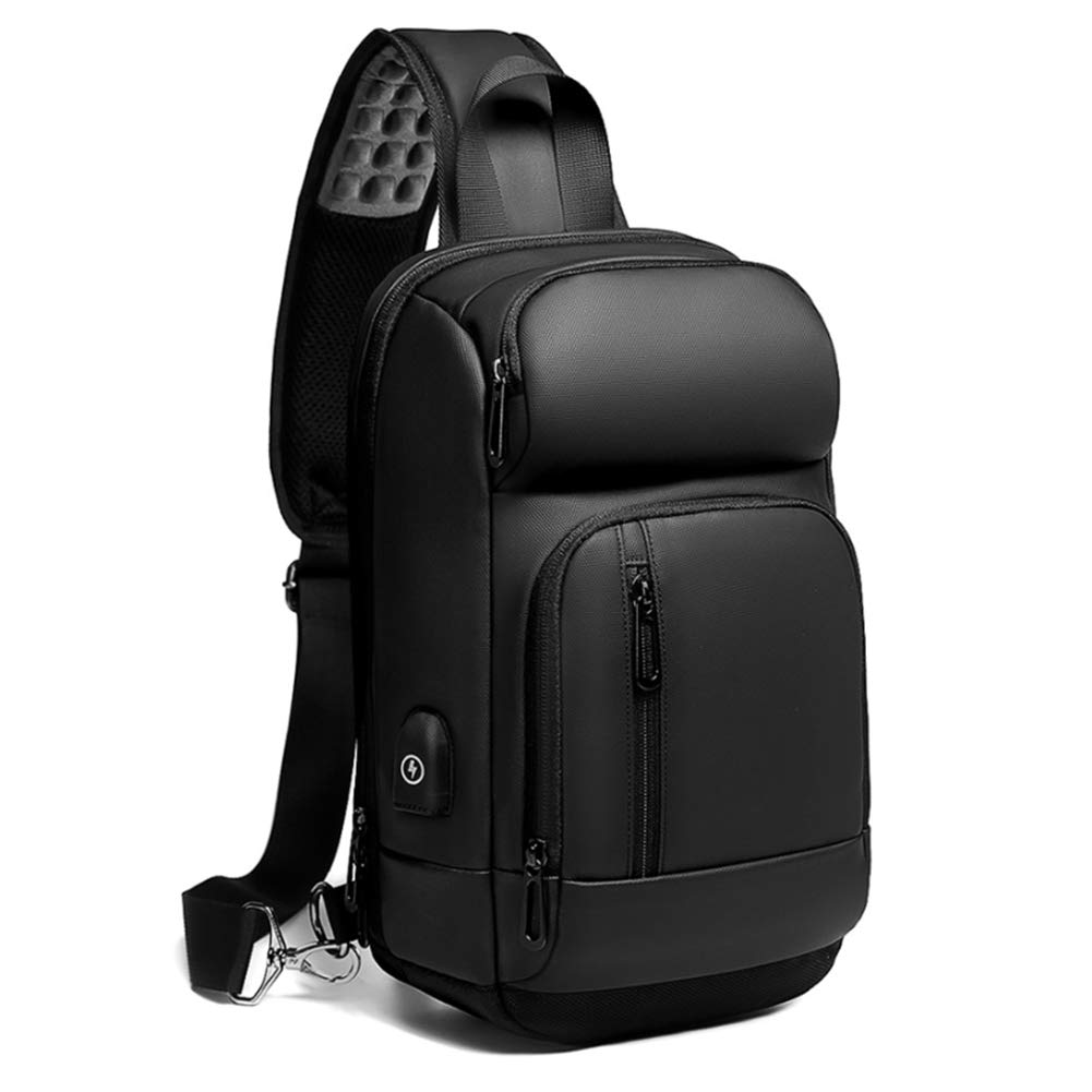 Lightweight Waterproof Sling Backpack for Men - Crossbody Shoulder Bag with USB Charging Port | Perfect for Travel, Hiking & Daily Commute